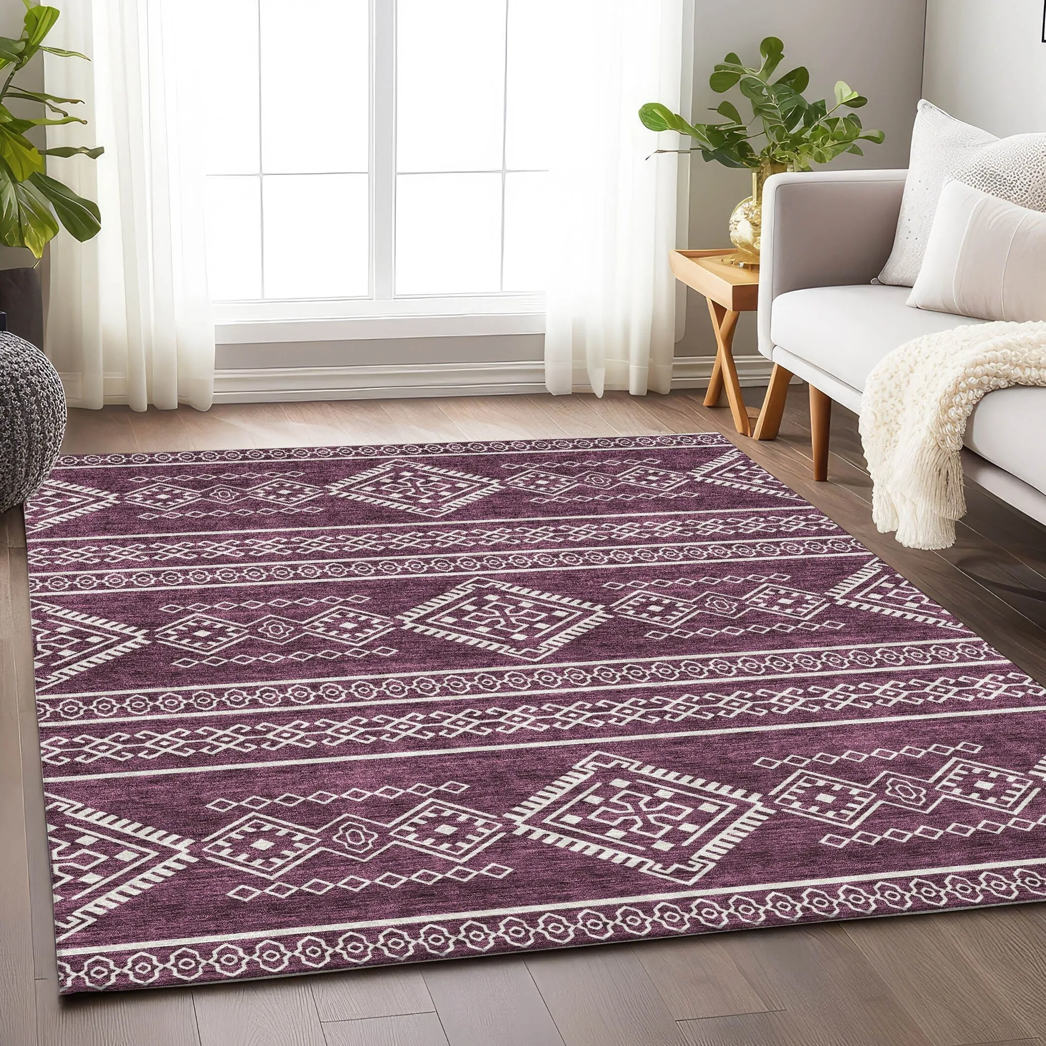 Machine Washable Indoor/ Outdoor Chantille Moroccan Boho Rug