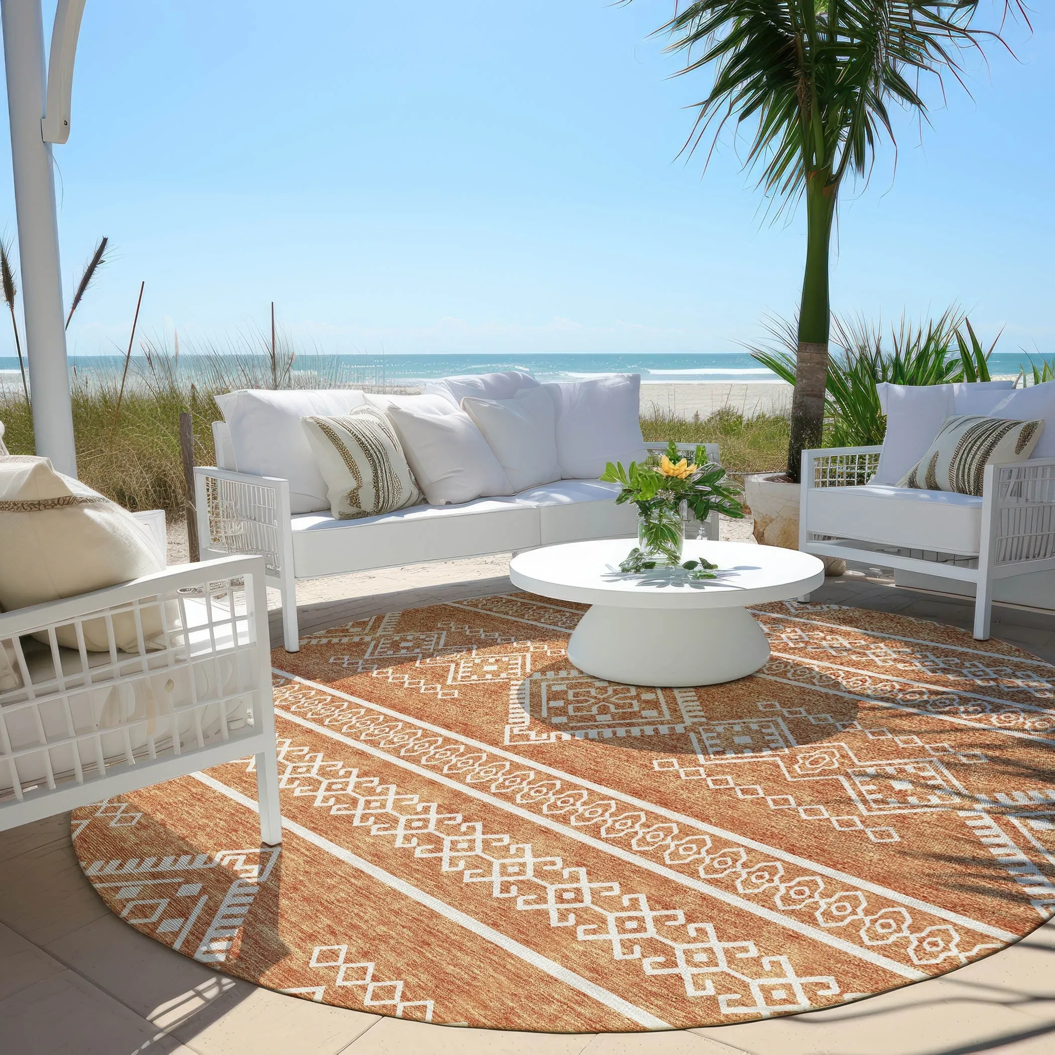 Machine Washable Indoor/ Outdoor Chantille Moroccan Boho Rug