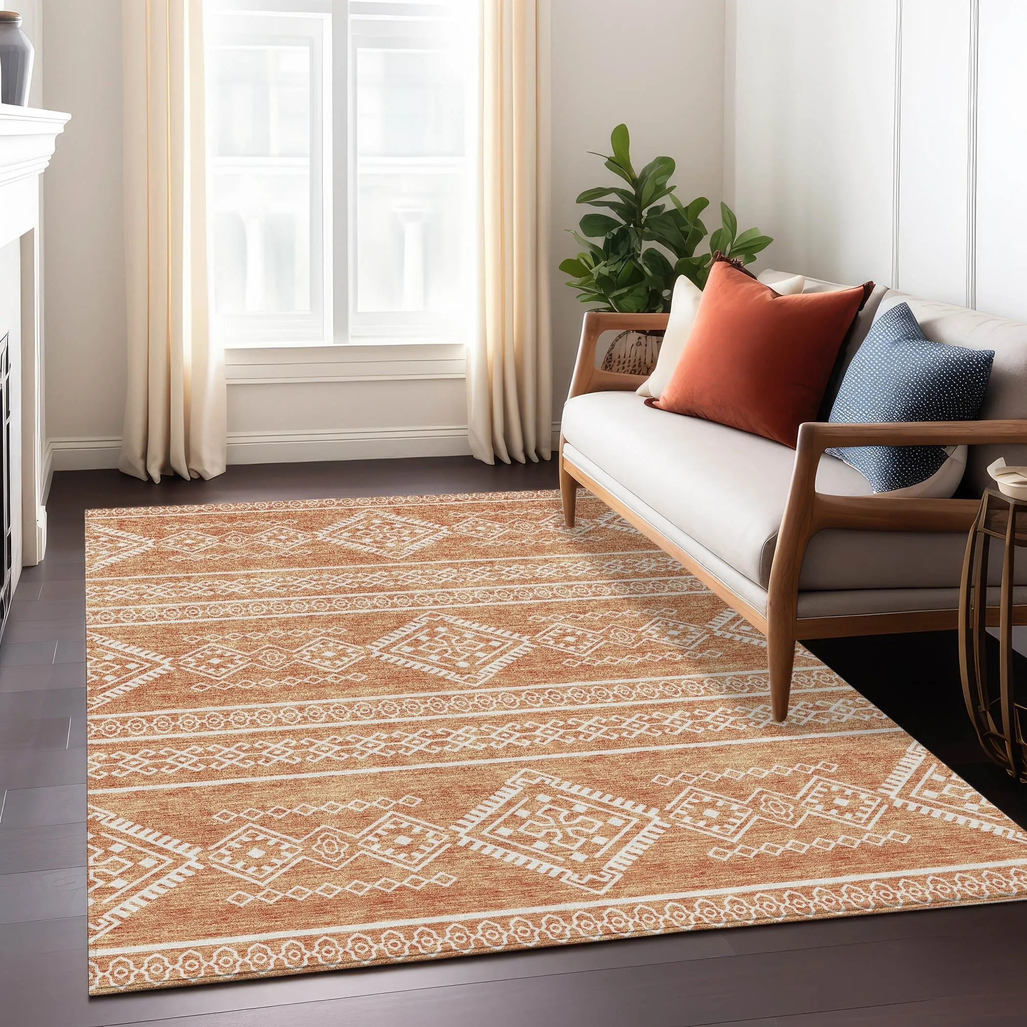 Machine Washable Indoor/ Outdoor Chantille Moroccan Boho Rug