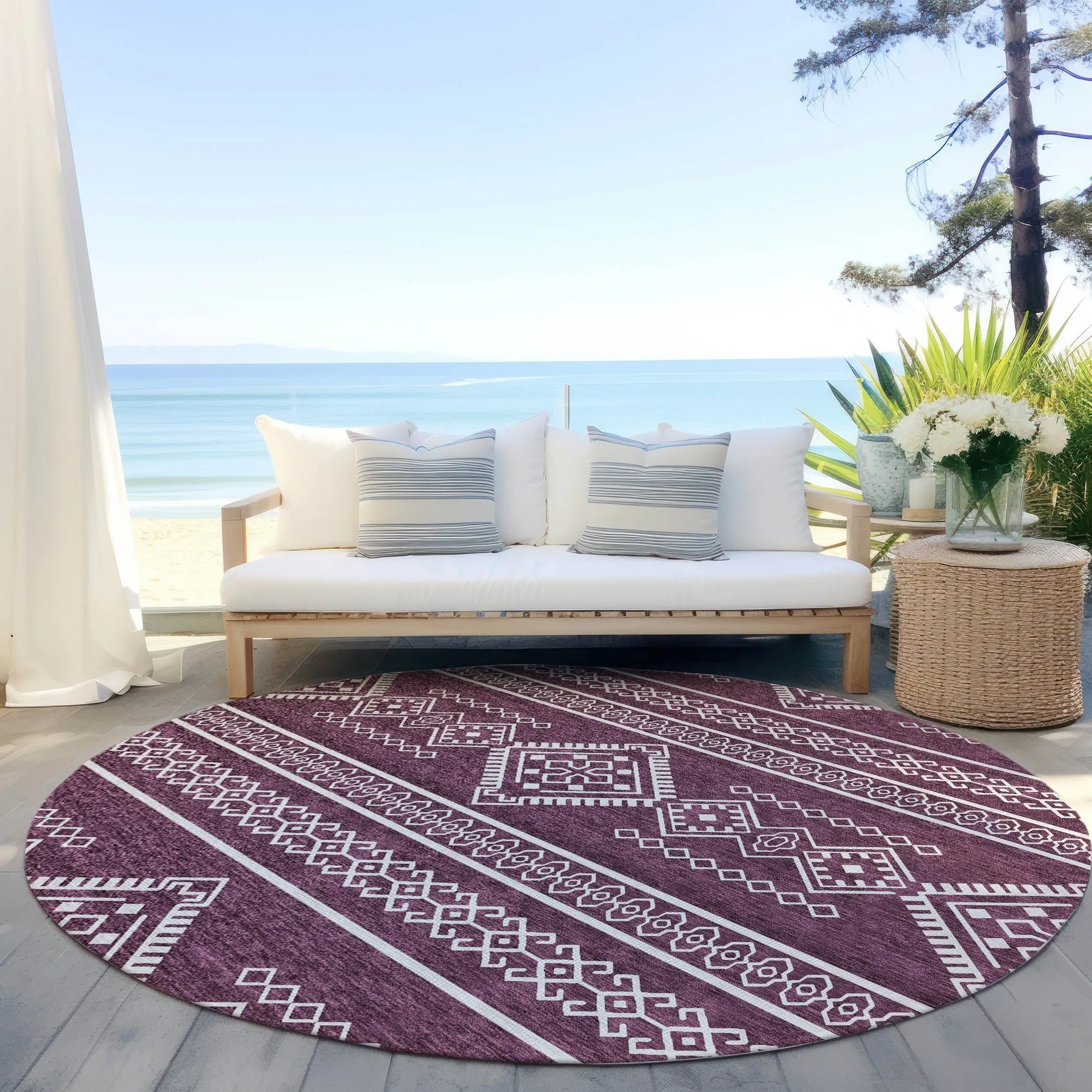Machine Washable Indoor/ Outdoor Chantille Moroccan Boho Rug