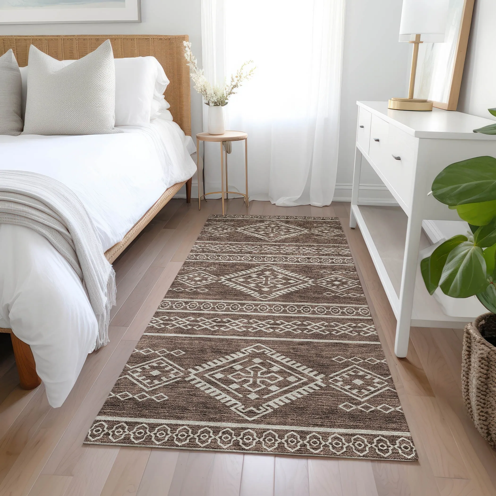 Machine Washable Indoor/ Outdoor Chantille Moroccan Boho Rug