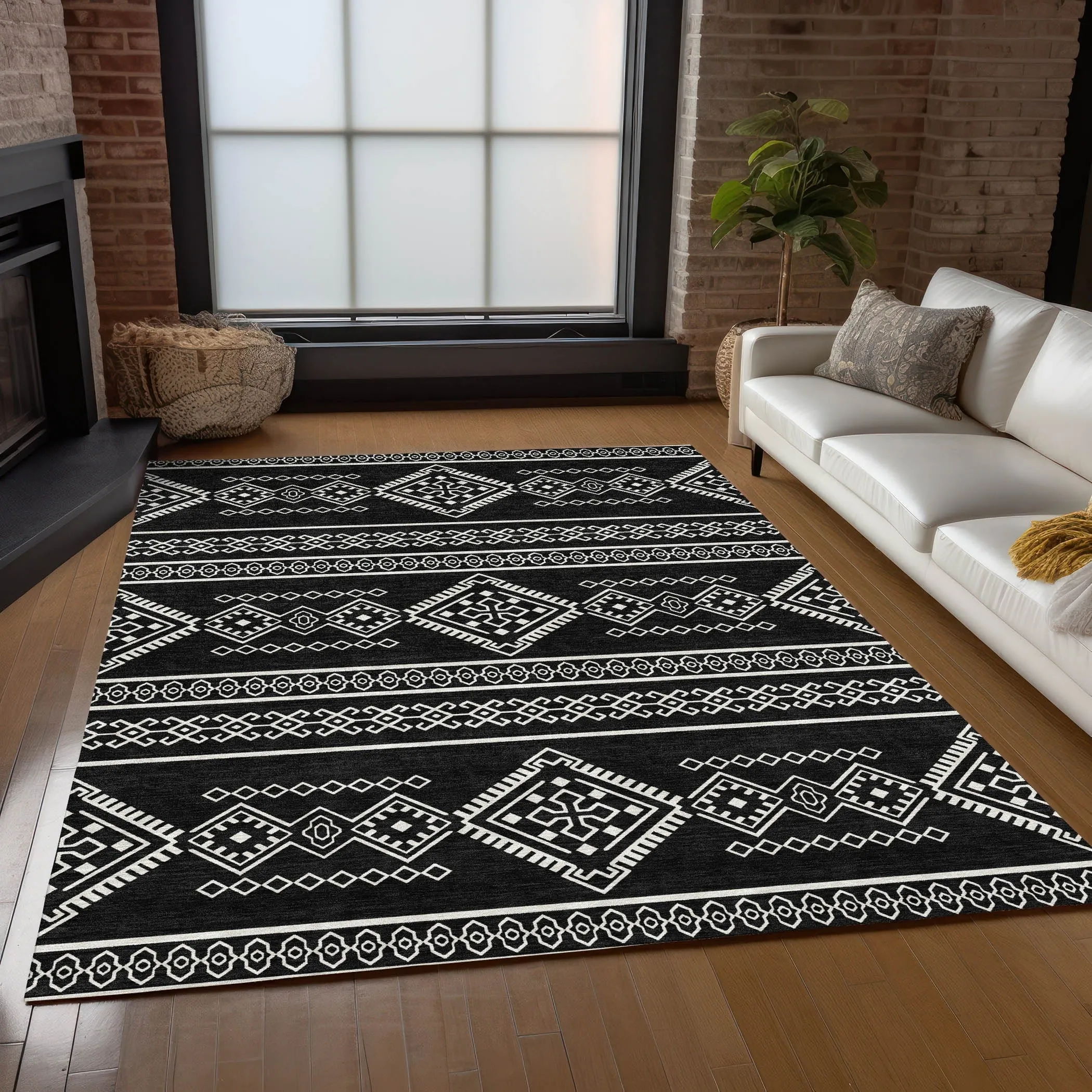 Machine Washable Indoor/ Outdoor Chantille Moroccan Boho Rug