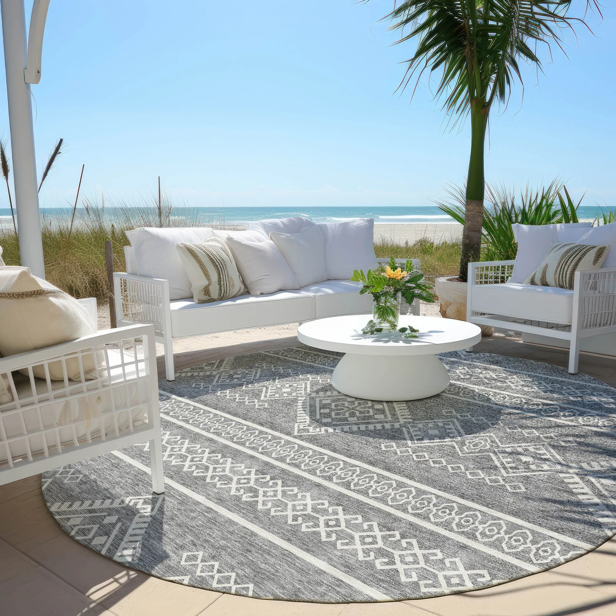 Machine Washable Indoor/ Outdoor Chantille Moroccan Boho Rug
