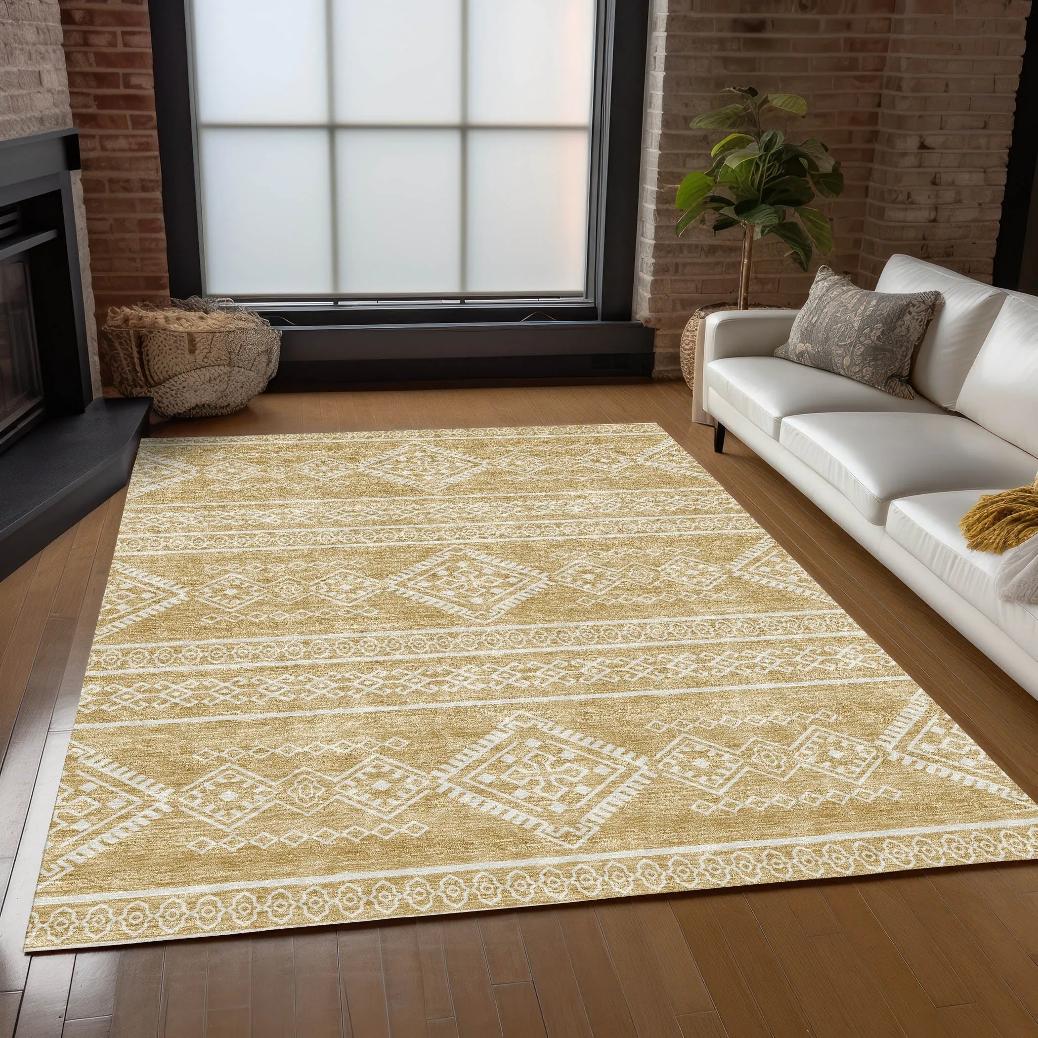 Machine Washable Indoor/ Outdoor Chantille Moroccan Boho Rug