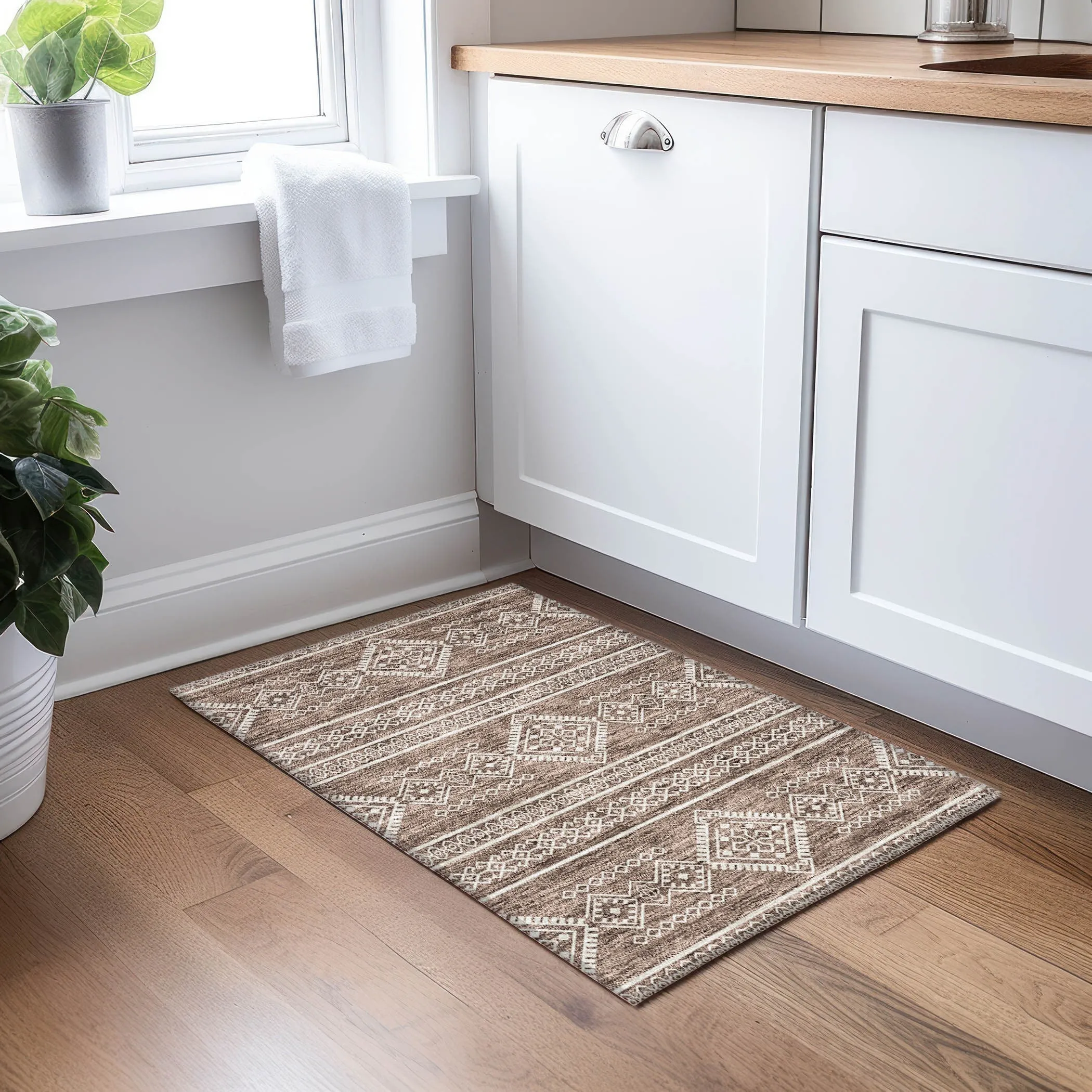 Machine Washable Indoor/ Outdoor Chantille Moroccan Boho Rug