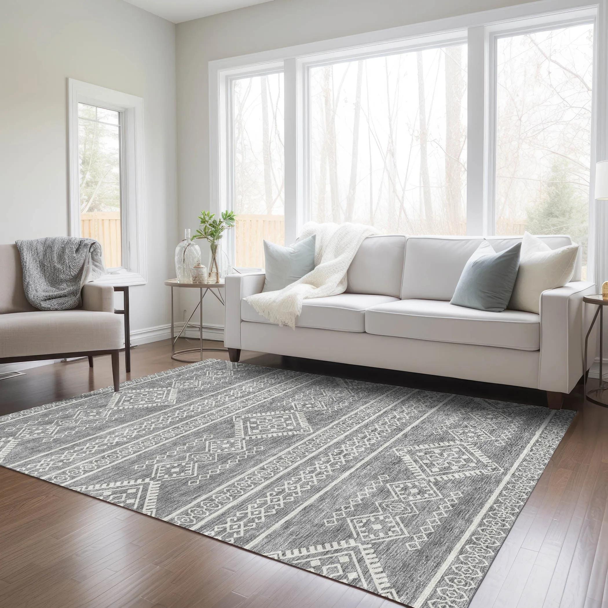 Machine Washable Indoor/ Outdoor Chantille Moroccan Boho Rug