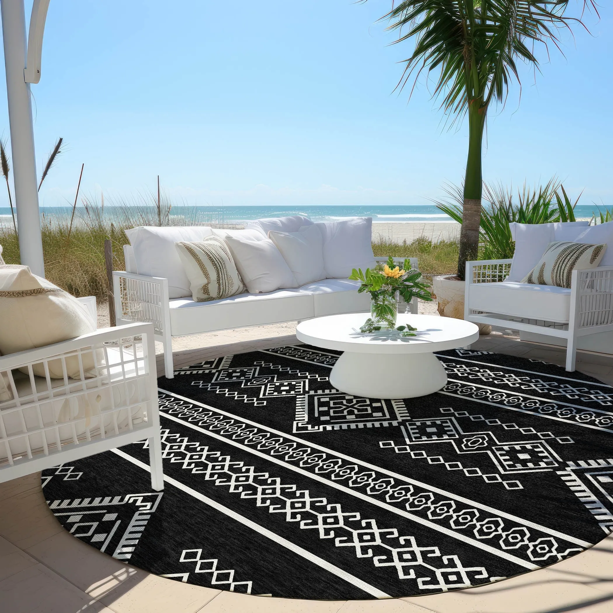 Machine Washable Indoor/ Outdoor Chantille Moroccan Boho Rug