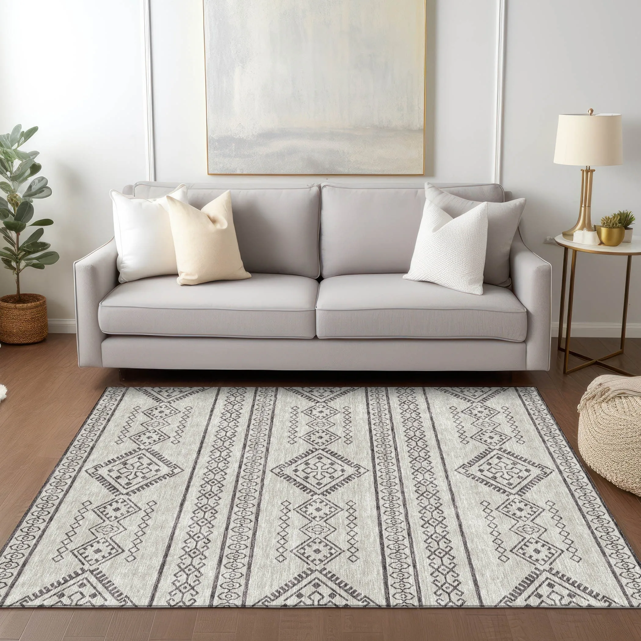 Machine Washable Indoor/ Outdoor Chantille Moroccan Boho Rug