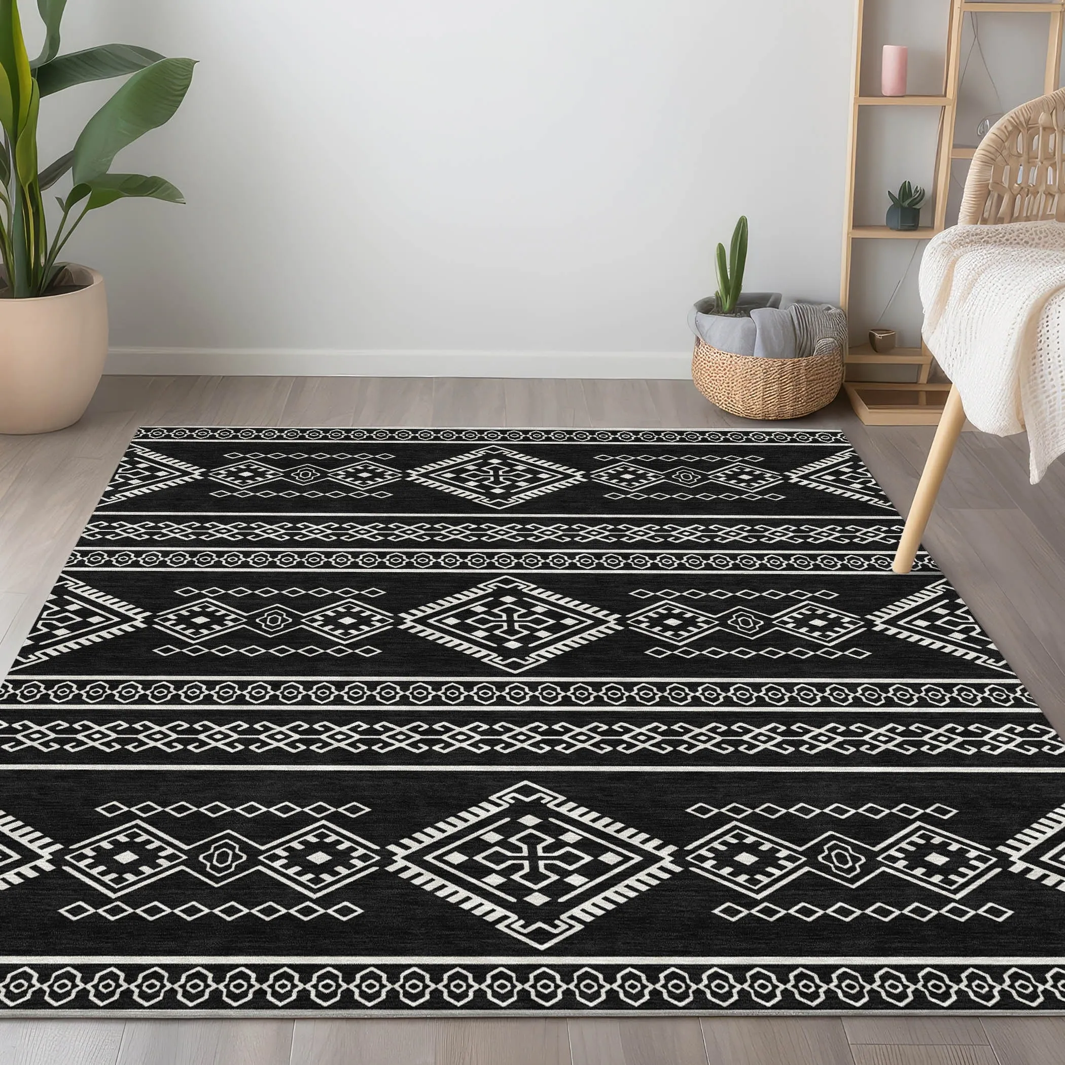 Machine Washable Indoor/ Outdoor Chantille Moroccan Boho Rug