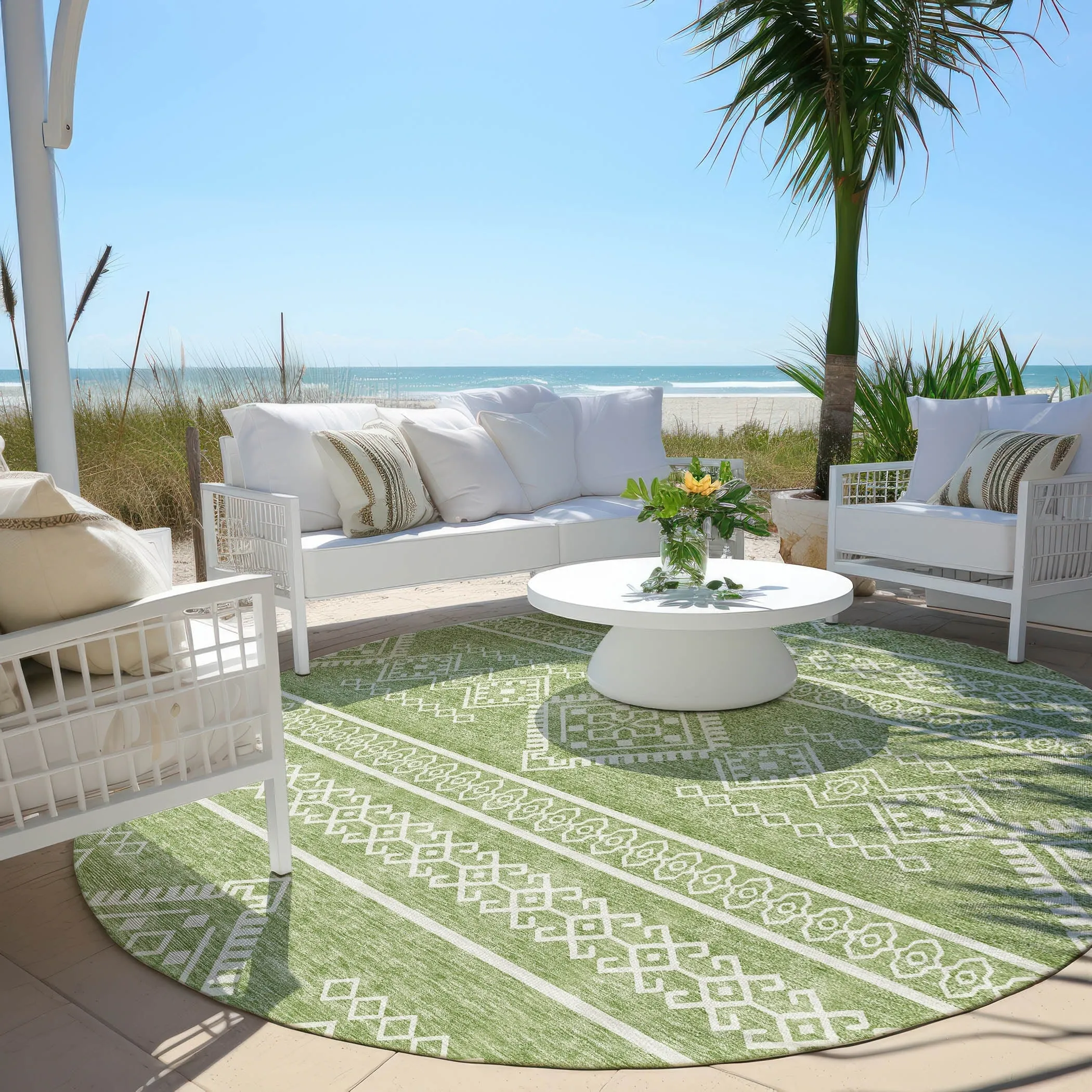 Machine Washable Indoor/ Outdoor Chantille Moroccan Boho Rug