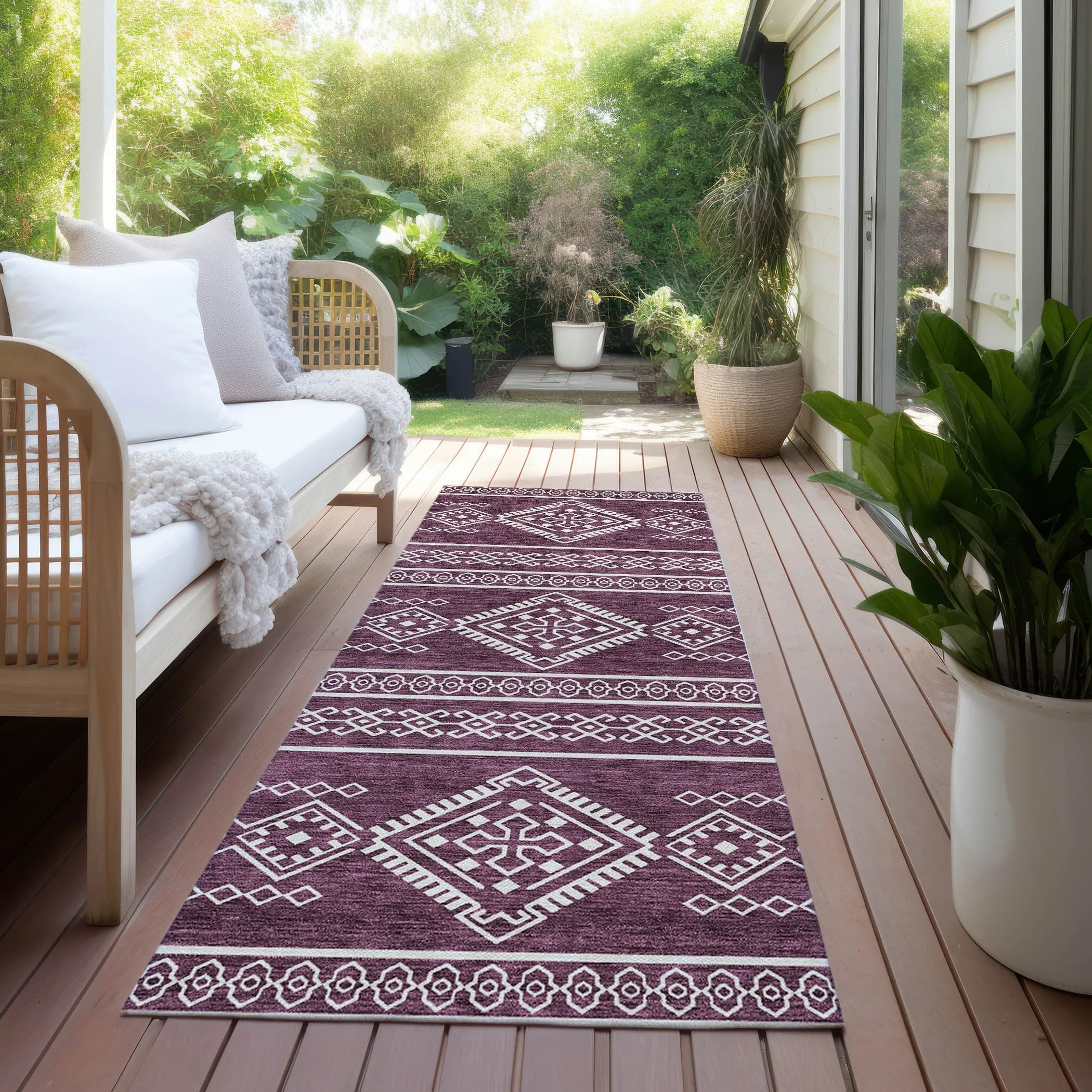 Machine Washable Indoor/ Outdoor Chantille Moroccan Boho Rug