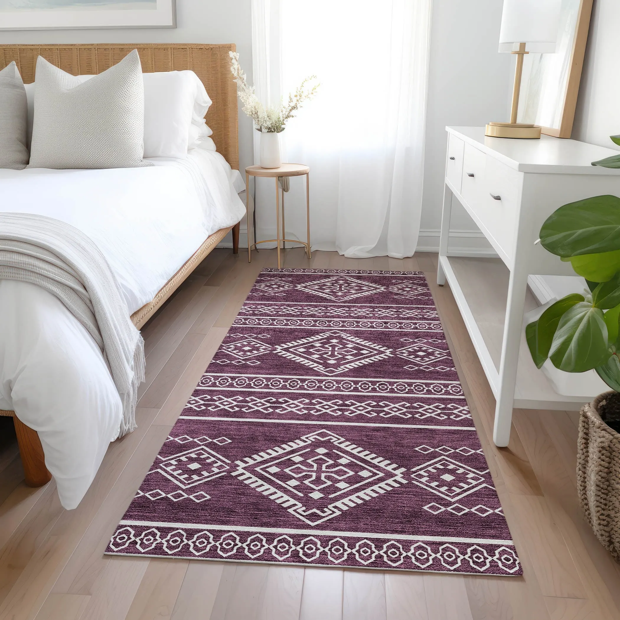 Machine Washable Indoor/ Outdoor Chantille Moroccan Boho Rug