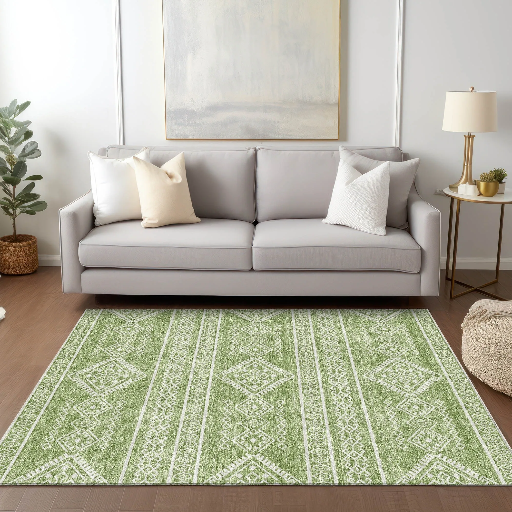 Machine Washable Indoor/ Outdoor Chantille Moroccan Boho Rug