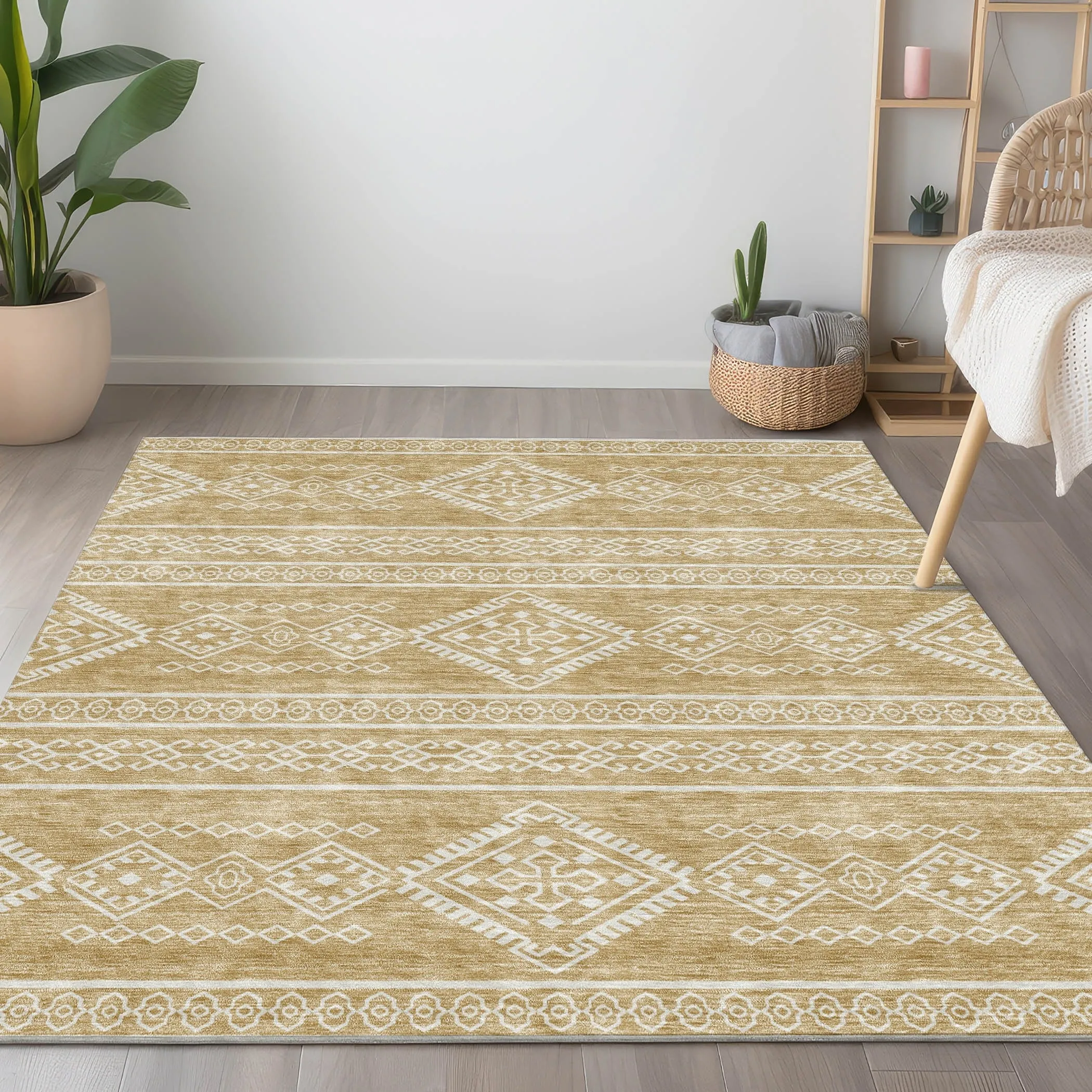 Machine Washable Indoor/ Outdoor Chantille Moroccan Boho Rug