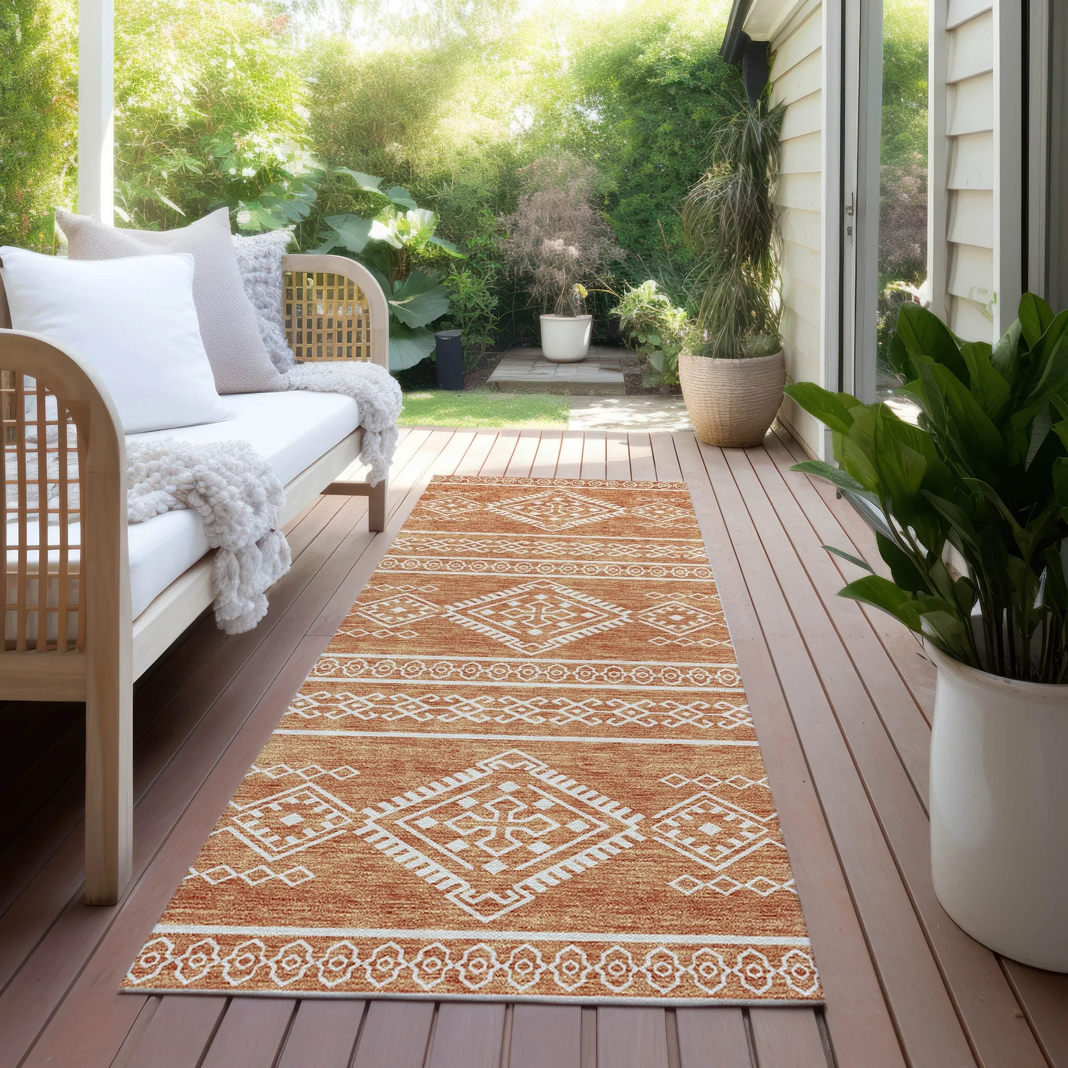 Machine Washable Indoor/ Outdoor Chantille Moroccan Boho Rug