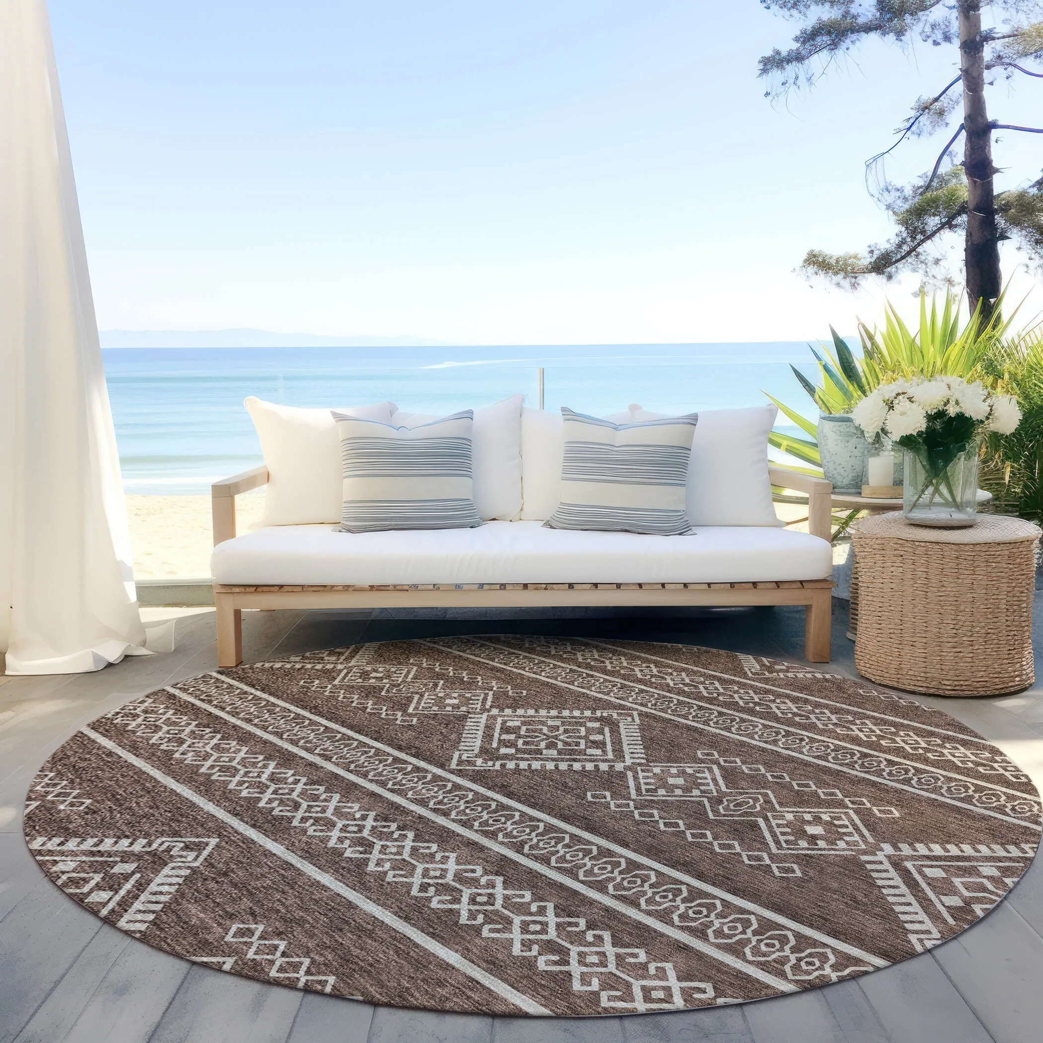 Machine Washable Indoor/ Outdoor Chantille Moroccan Boho Rug