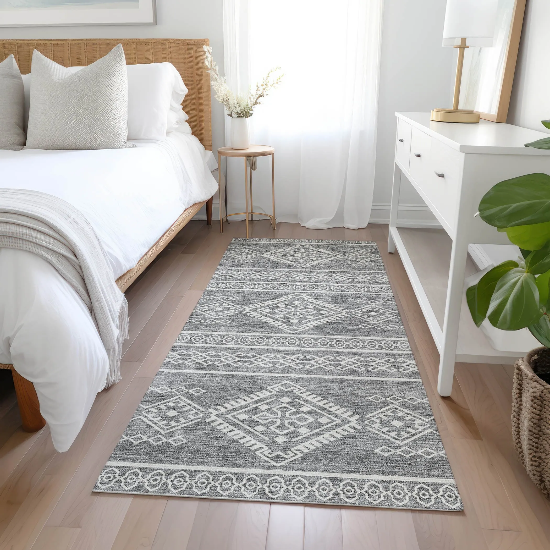 Machine Washable Indoor/ Outdoor Chantille Moroccan Boho Rug