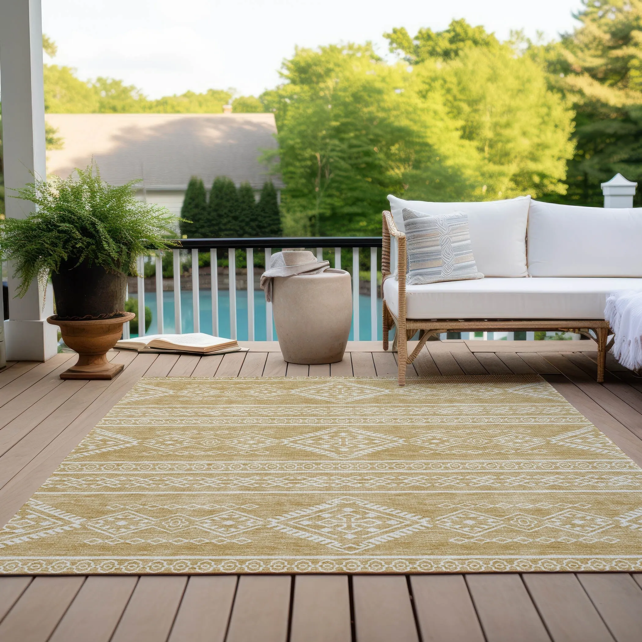 Machine Washable Indoor/ Outdoor Chantille Moroccan Boho Rug