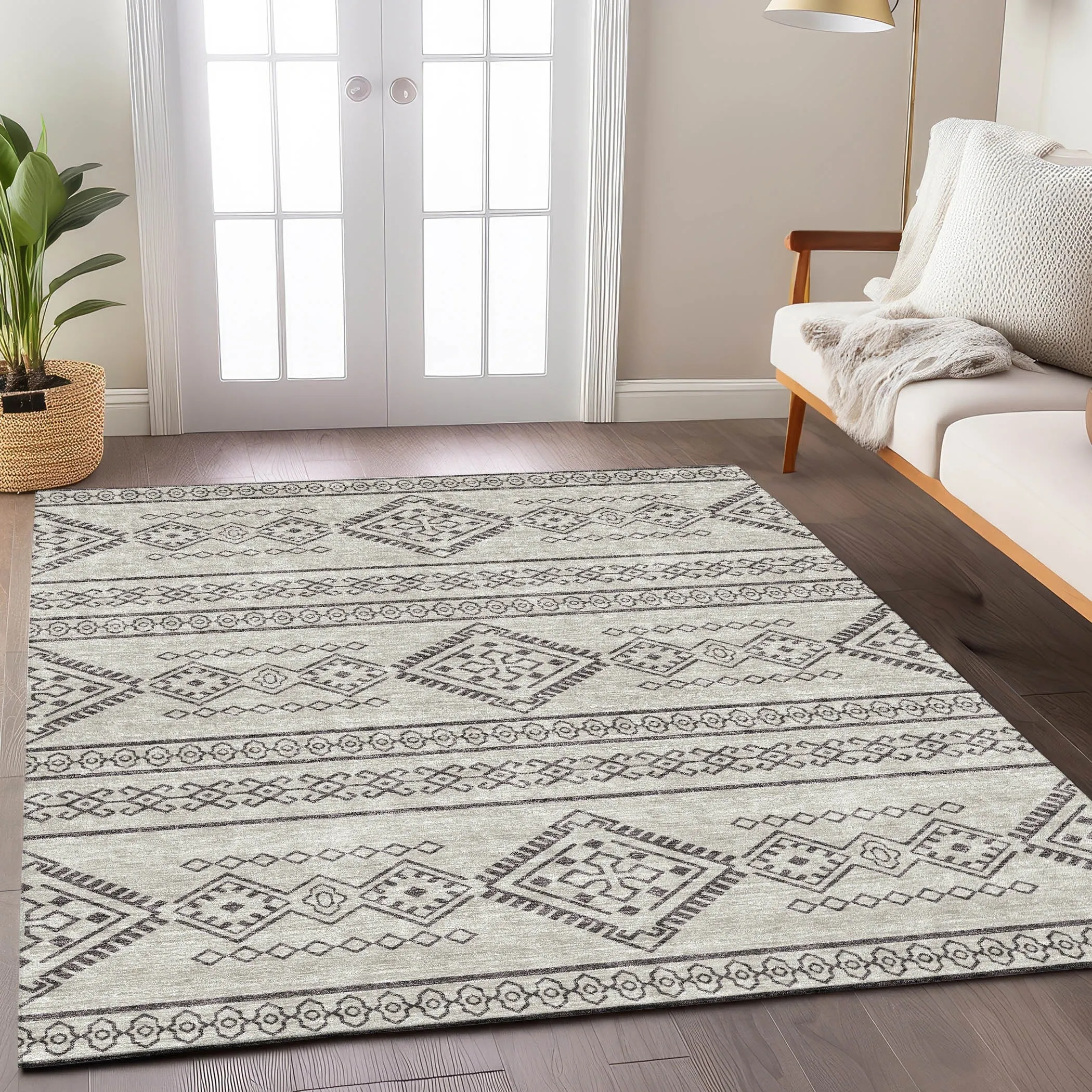 Machine Washable Indoor/ Outdoor Chantille Moroccan Boho Rug