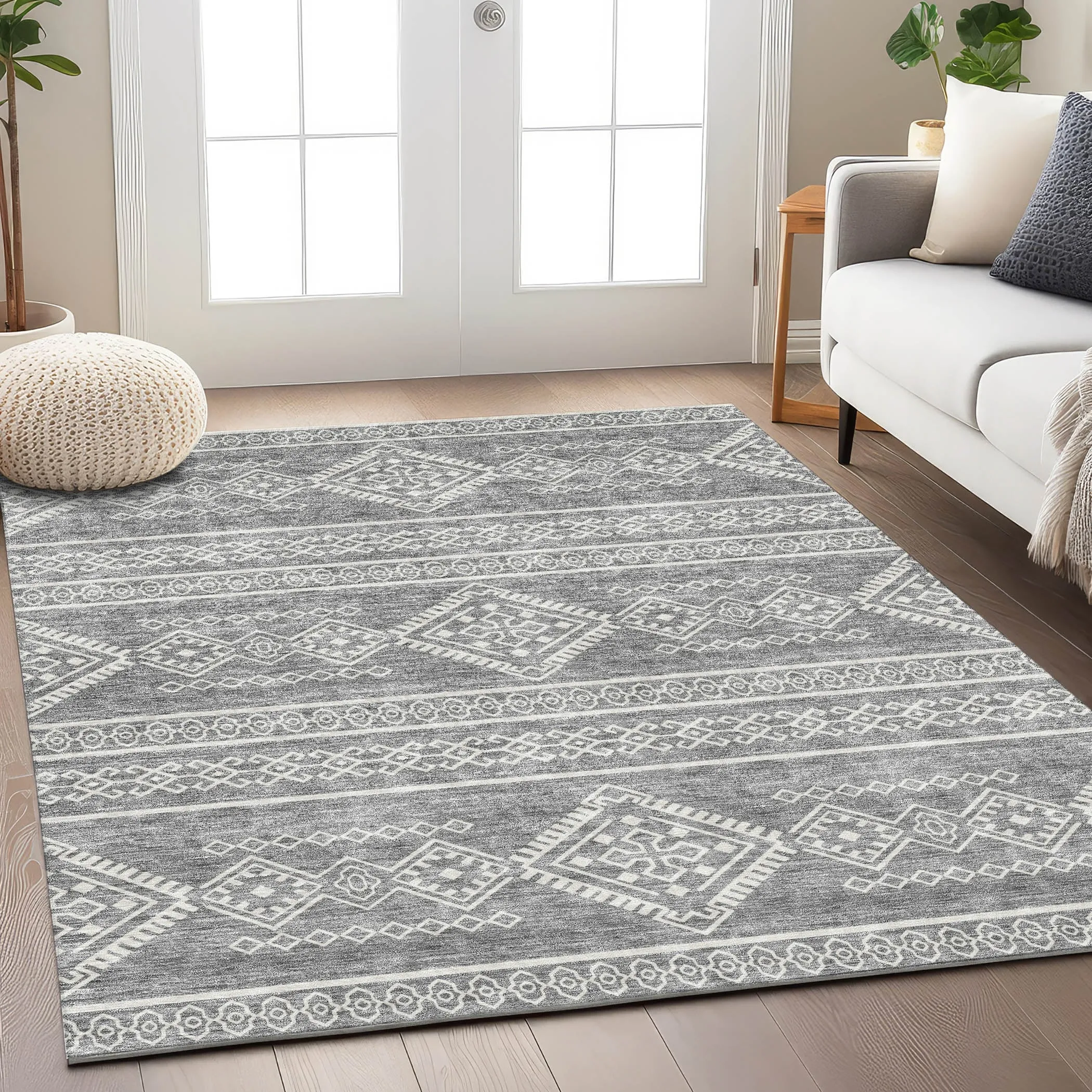 Machine Washable Indoor/ Outdoor Chantille Moroccan Boho Rug