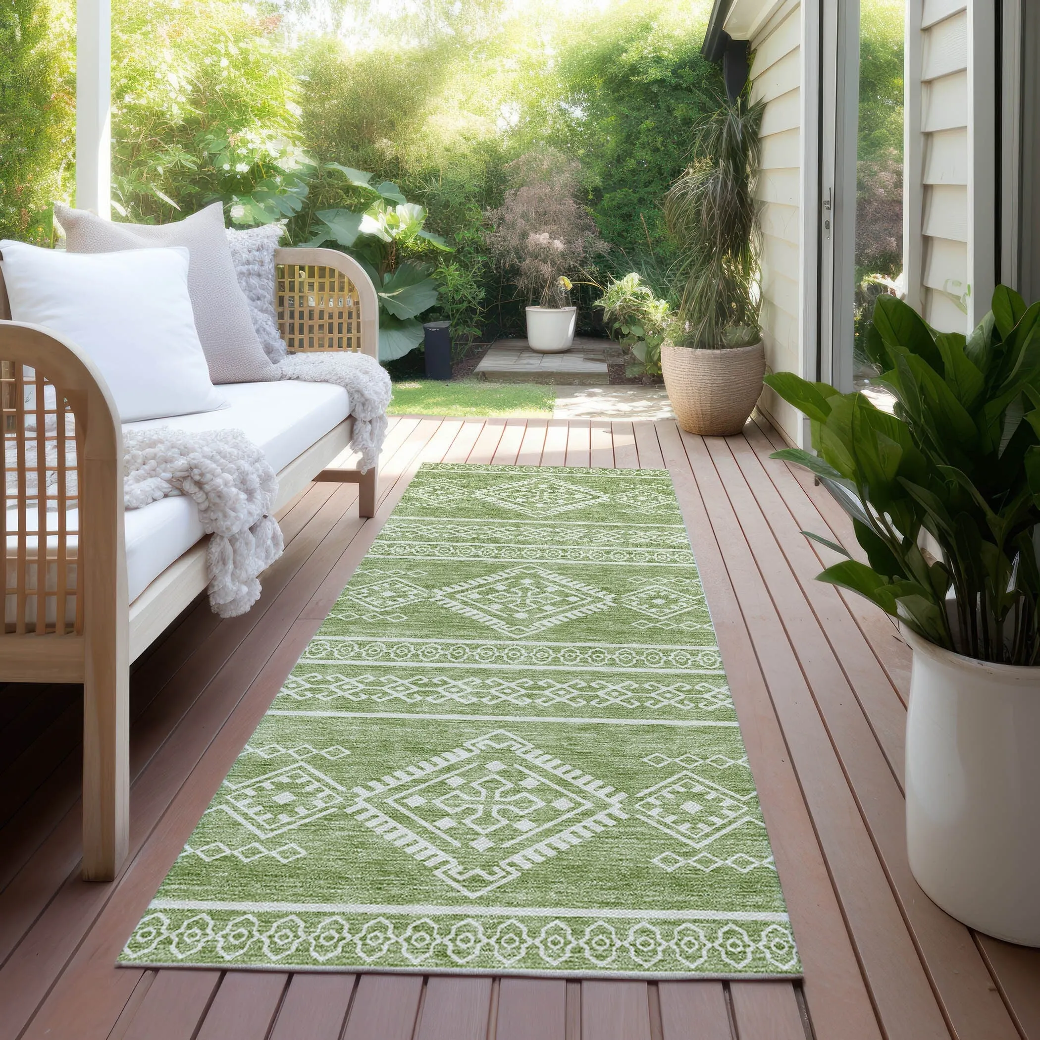 Machine Washable Indoor/ Outdoor Chantille Moroccan Boho Rug