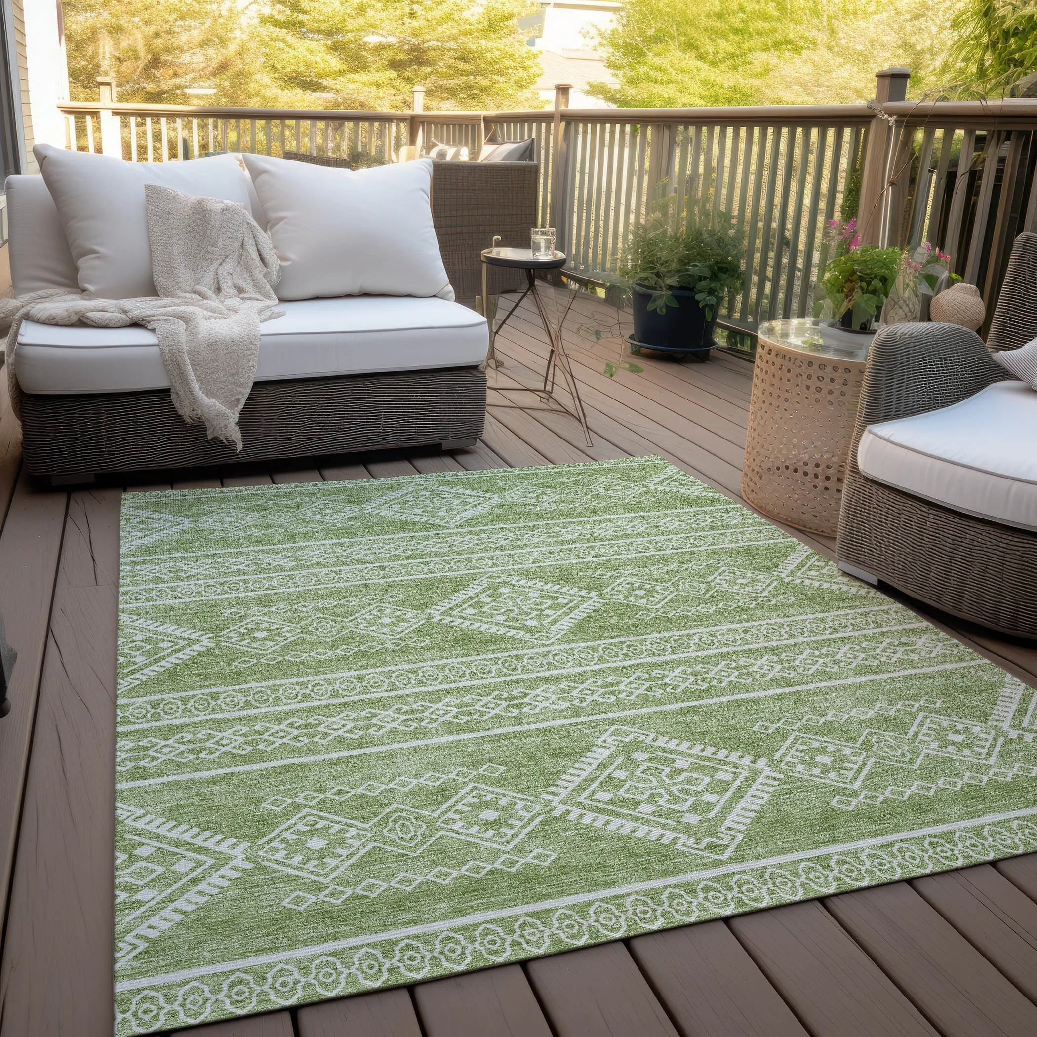 Machine Washable Indoor/ Outdoor Chantille Moroccan Boho Rug