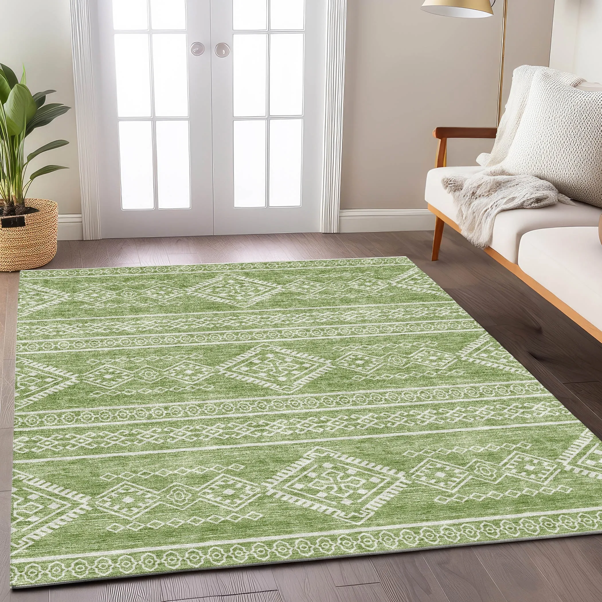 Machine Washable Indoor/ Outdoor Chantille Moroccan Boho Rug