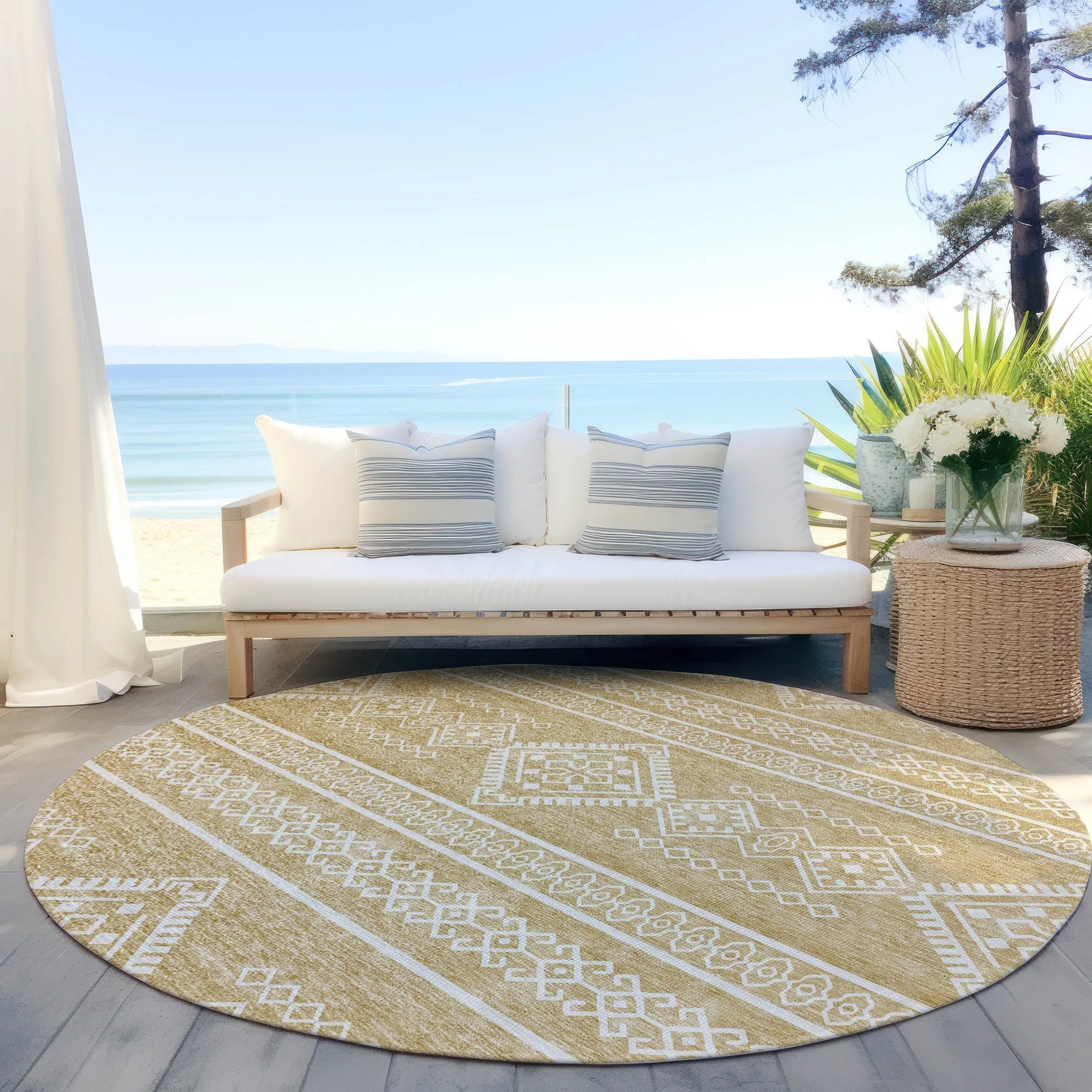 Machine Washable Indoor/ Outdoor Chantille Moroccan Boho Rug