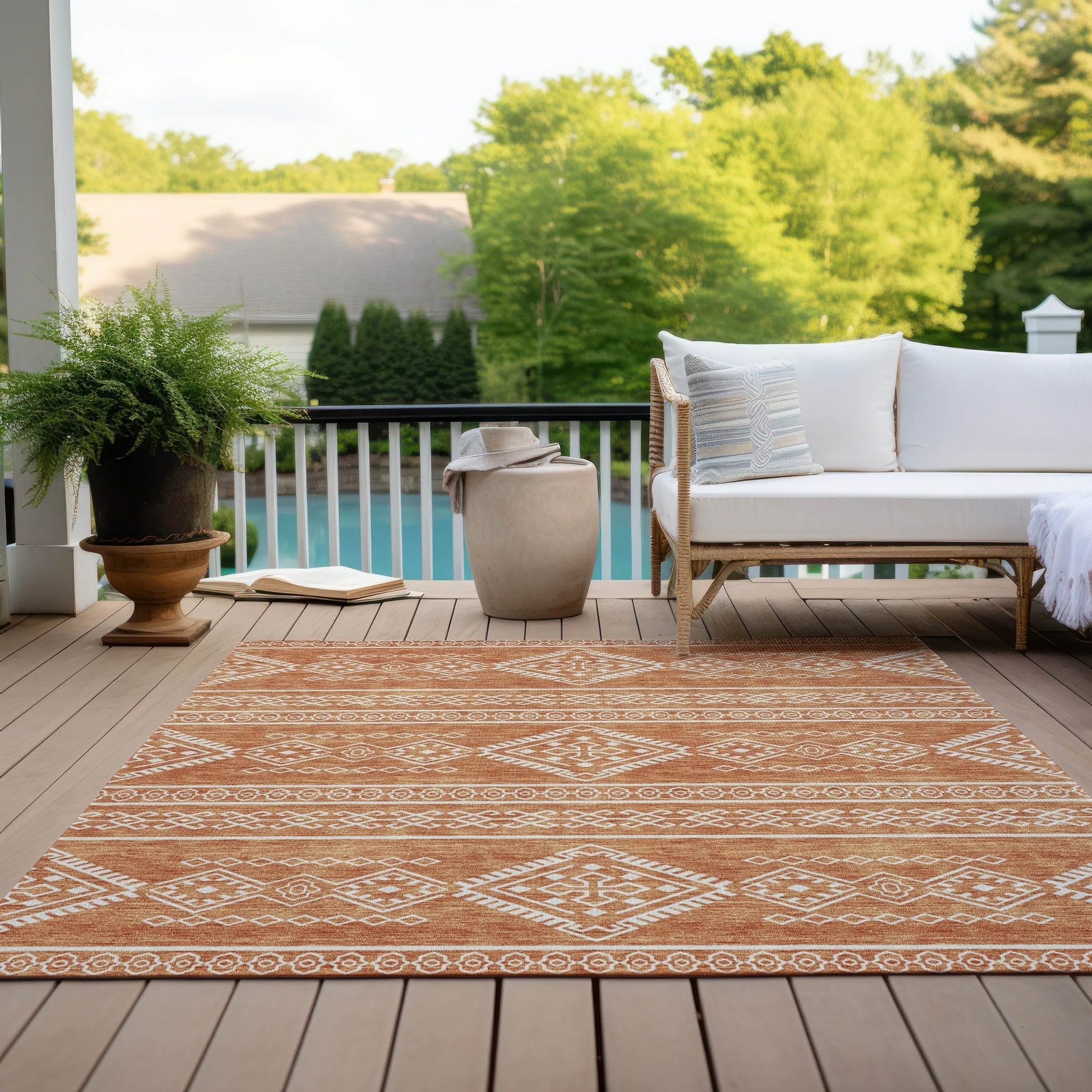 Machine Washable Indoor/ Outdoor Chantille Moroccan Boho Rug