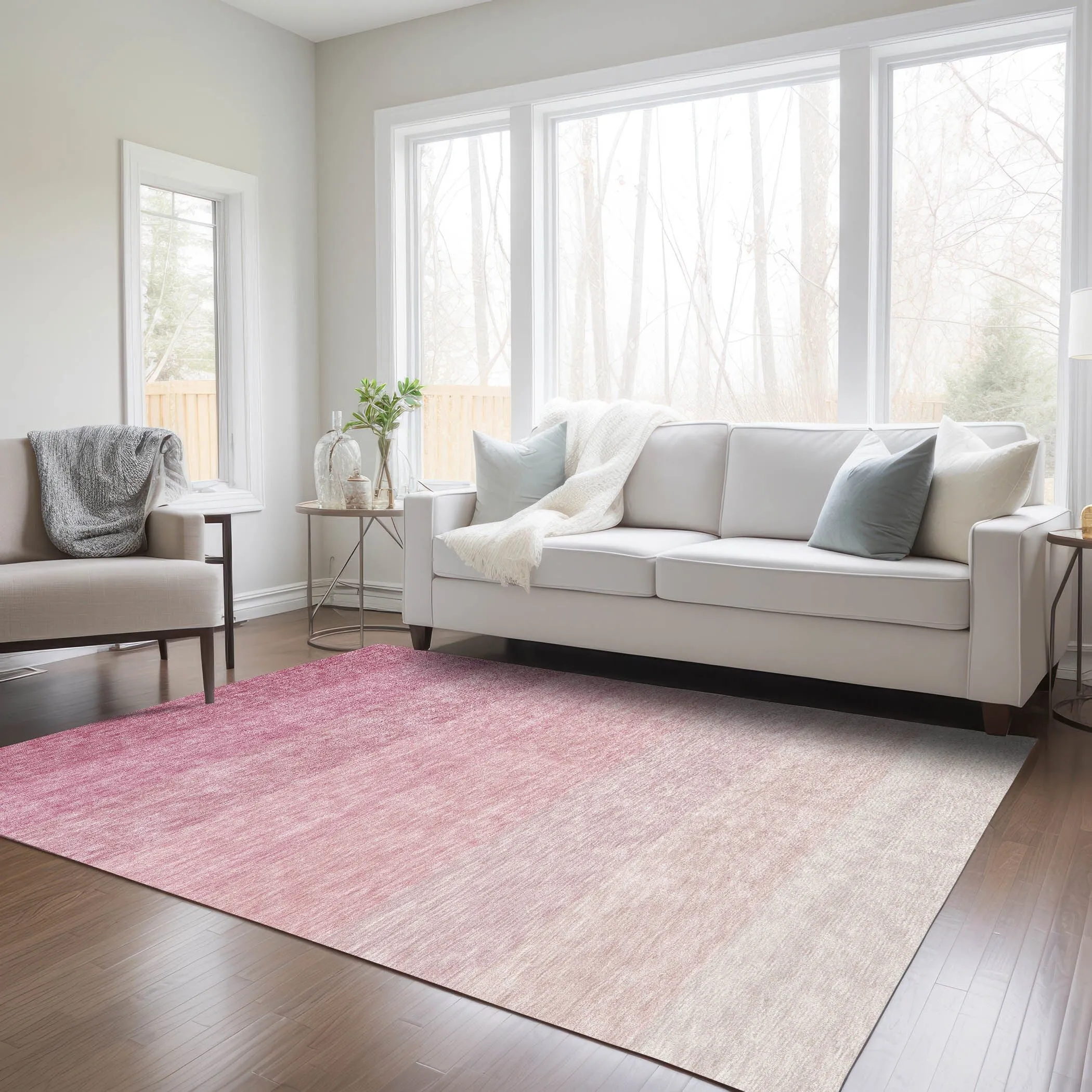 Machine Washable Indoor/ Outdoor Chantille Ombre Solid Rug