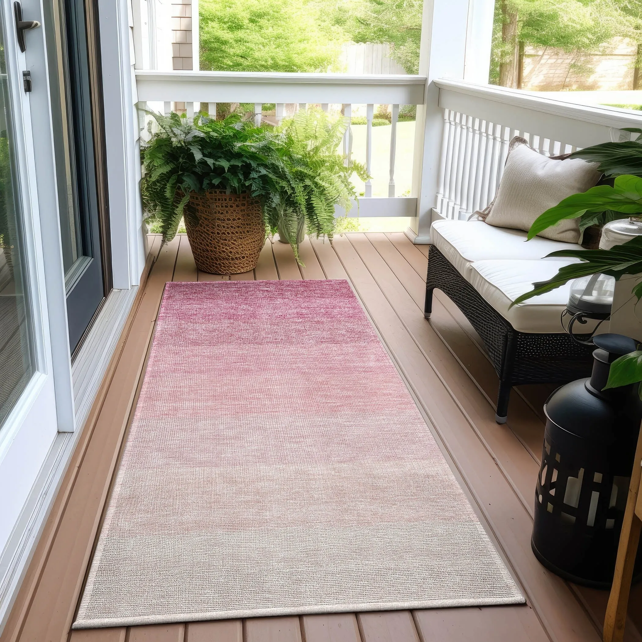 Machine Washable Indoor/ Outdoor Chantille Ombre Solid Rug