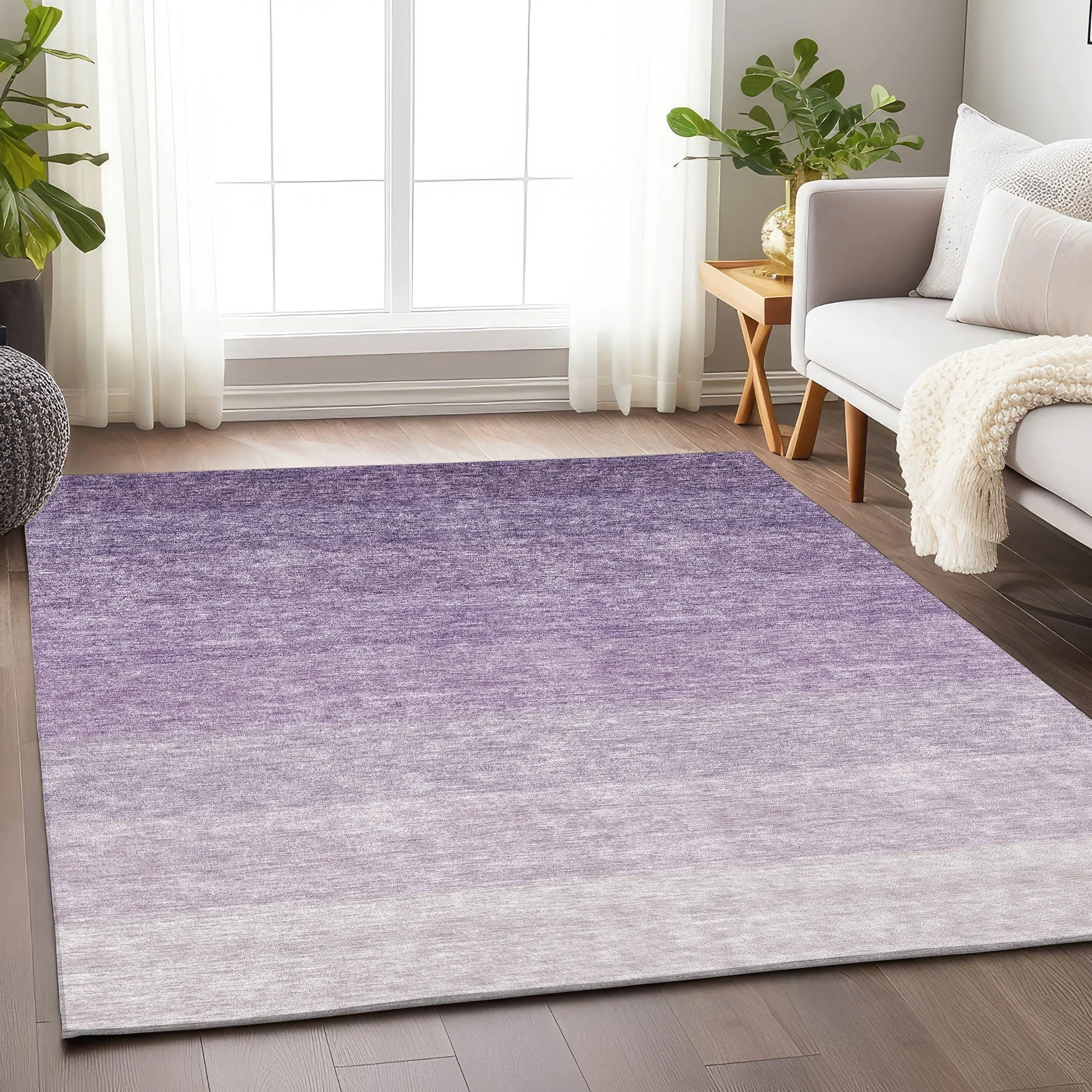 Machine Washable Indoor/ Outdoor Chantille Ombre Solid Rug