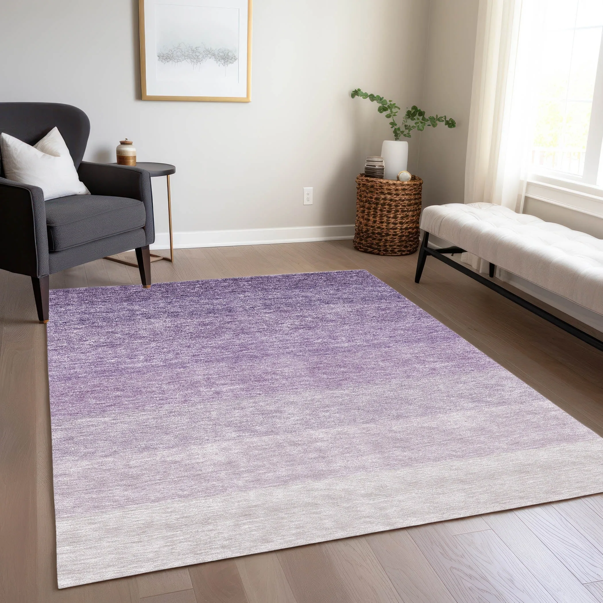Machine Washable Indoor/ Outdoor Chantille Ombre Solid Rug