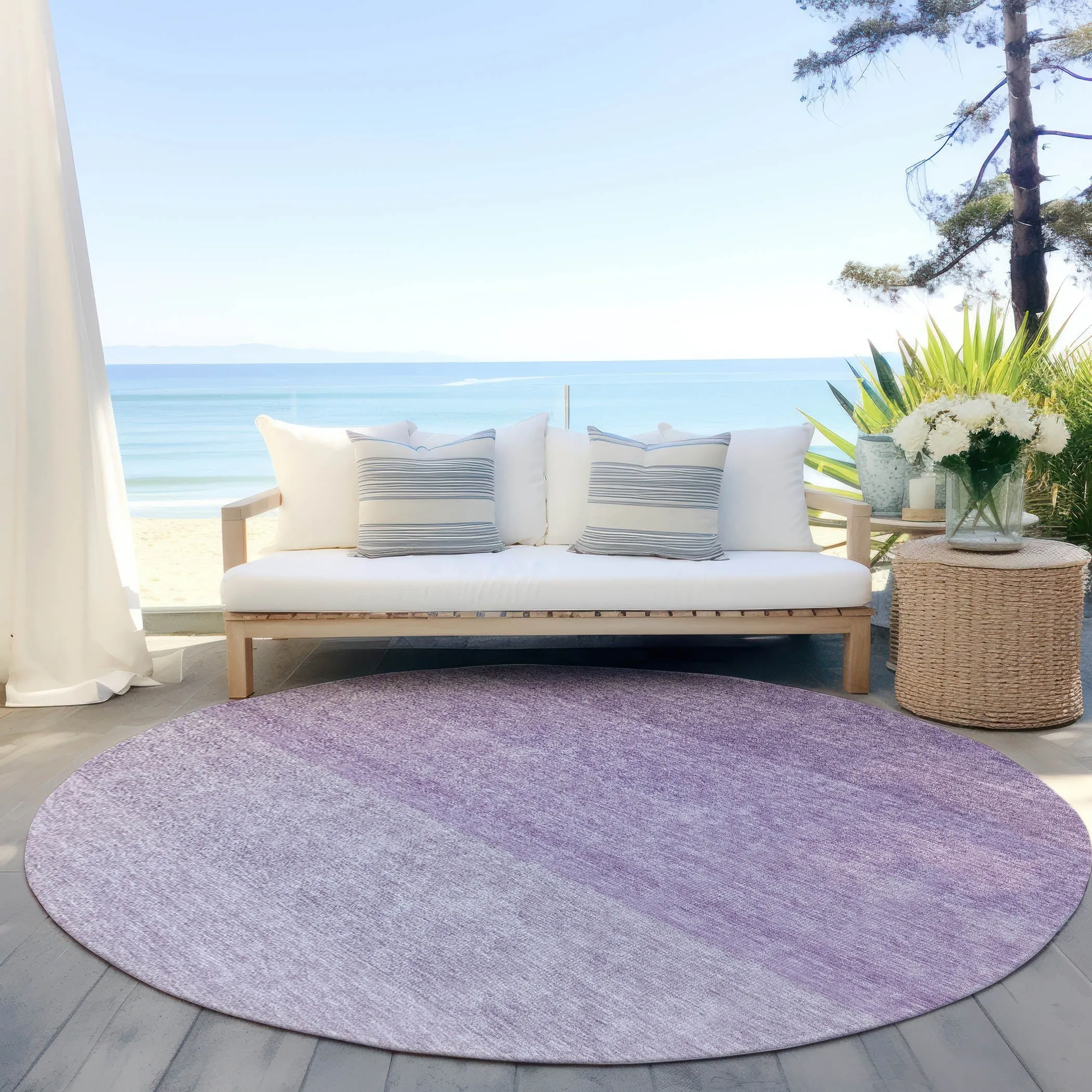 Machine Washable Indoor/ Outdoor Chantille Ombre Solid Rug