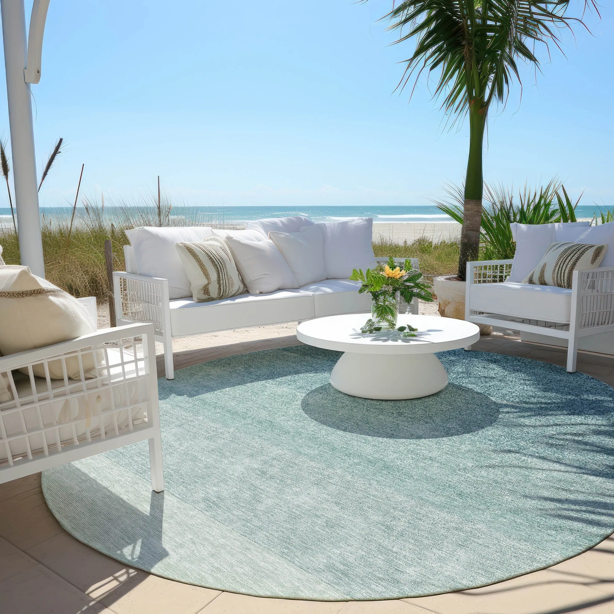Machine Washable Indoor/ Outdoor Chantille Ombre Solid Rug