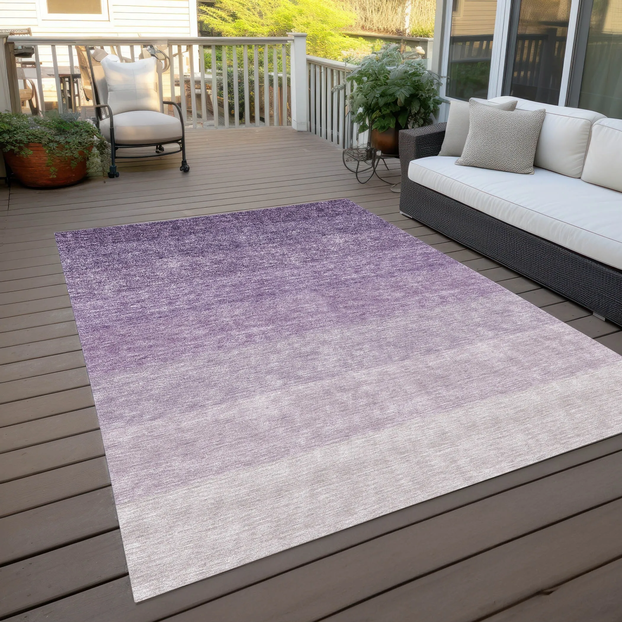 Machine Washable Indoor/ Outdoor Chantille Ombre Solid Rug