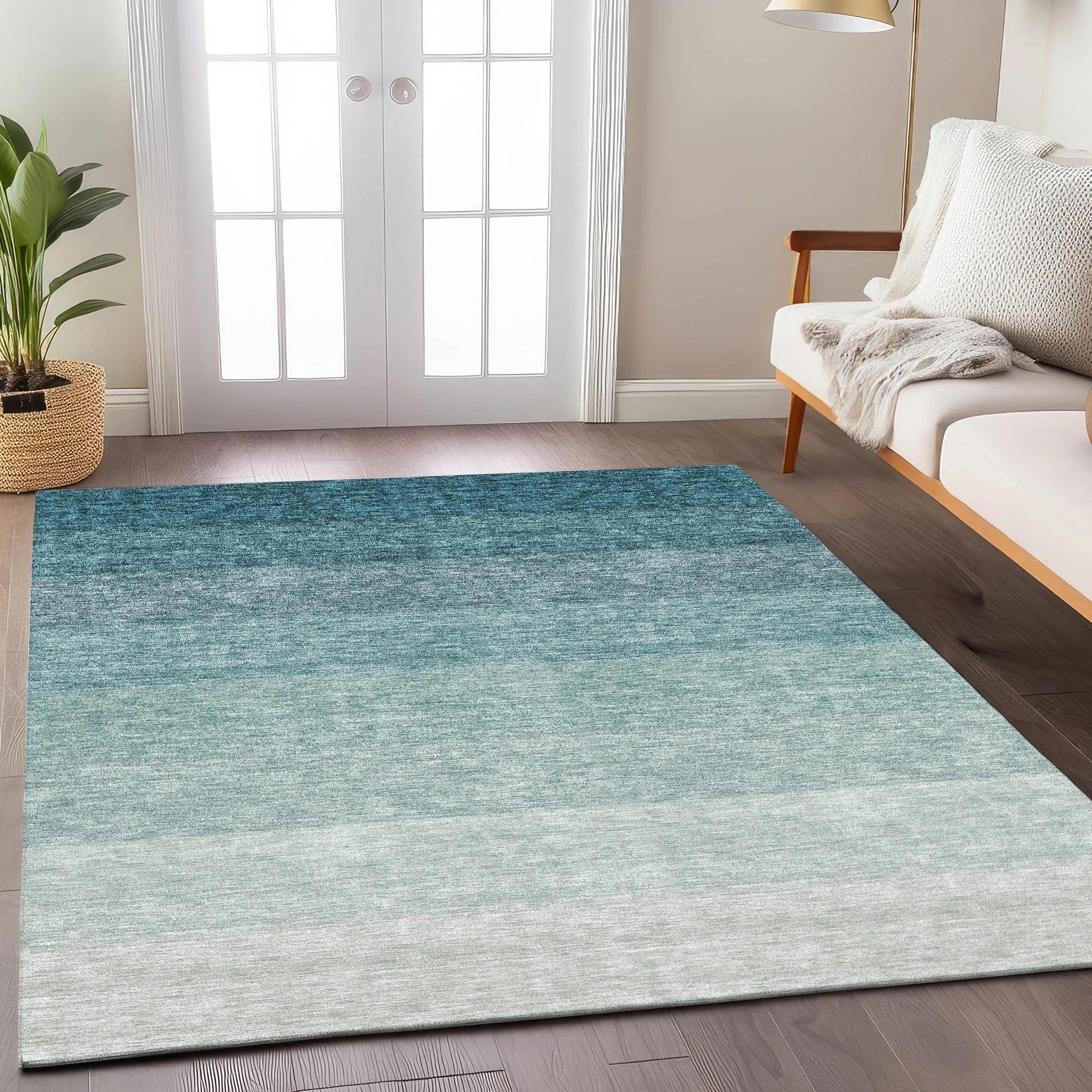Machine Washable Indoor/ Outdoor Chantille Ombre Solid Rug
