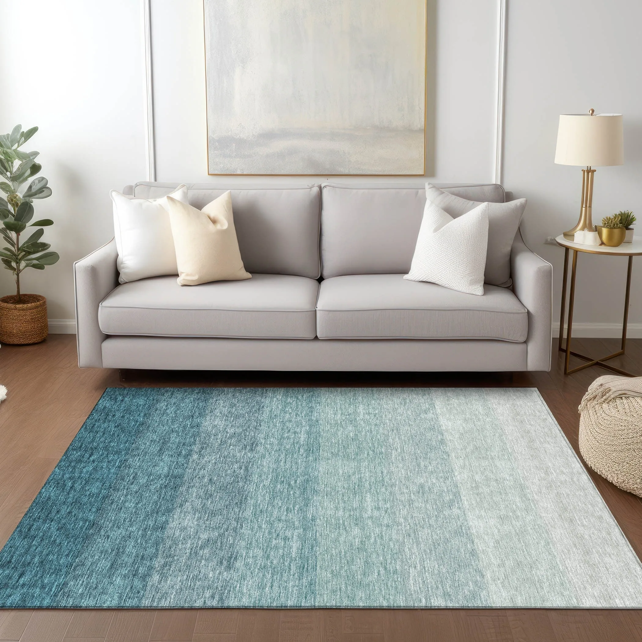 Machine Washable Indoor/ Outdoor Chantille Ombre Solid Rug