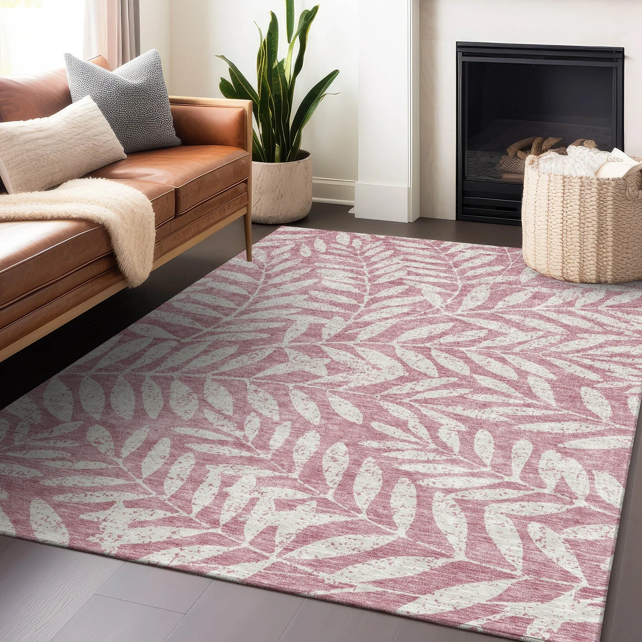 Machine Washable Indoor/ Outdoor Chantille Palm Rug