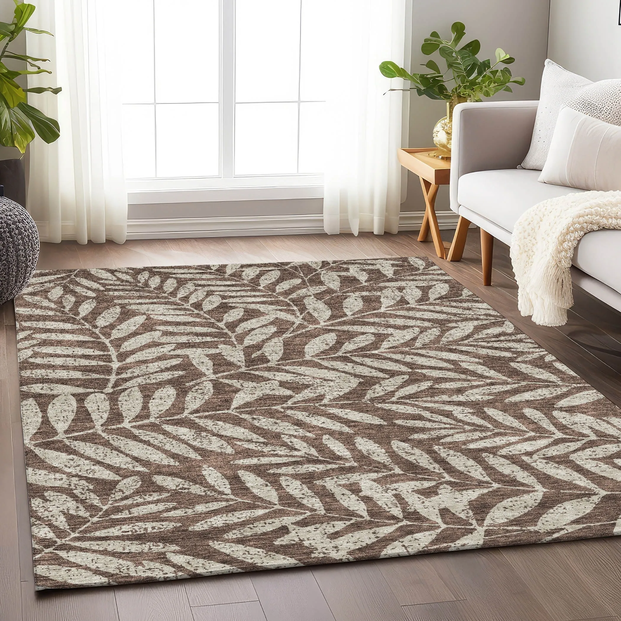 Machine Washable Indoor/ Outdoor Chantille Palm Rug