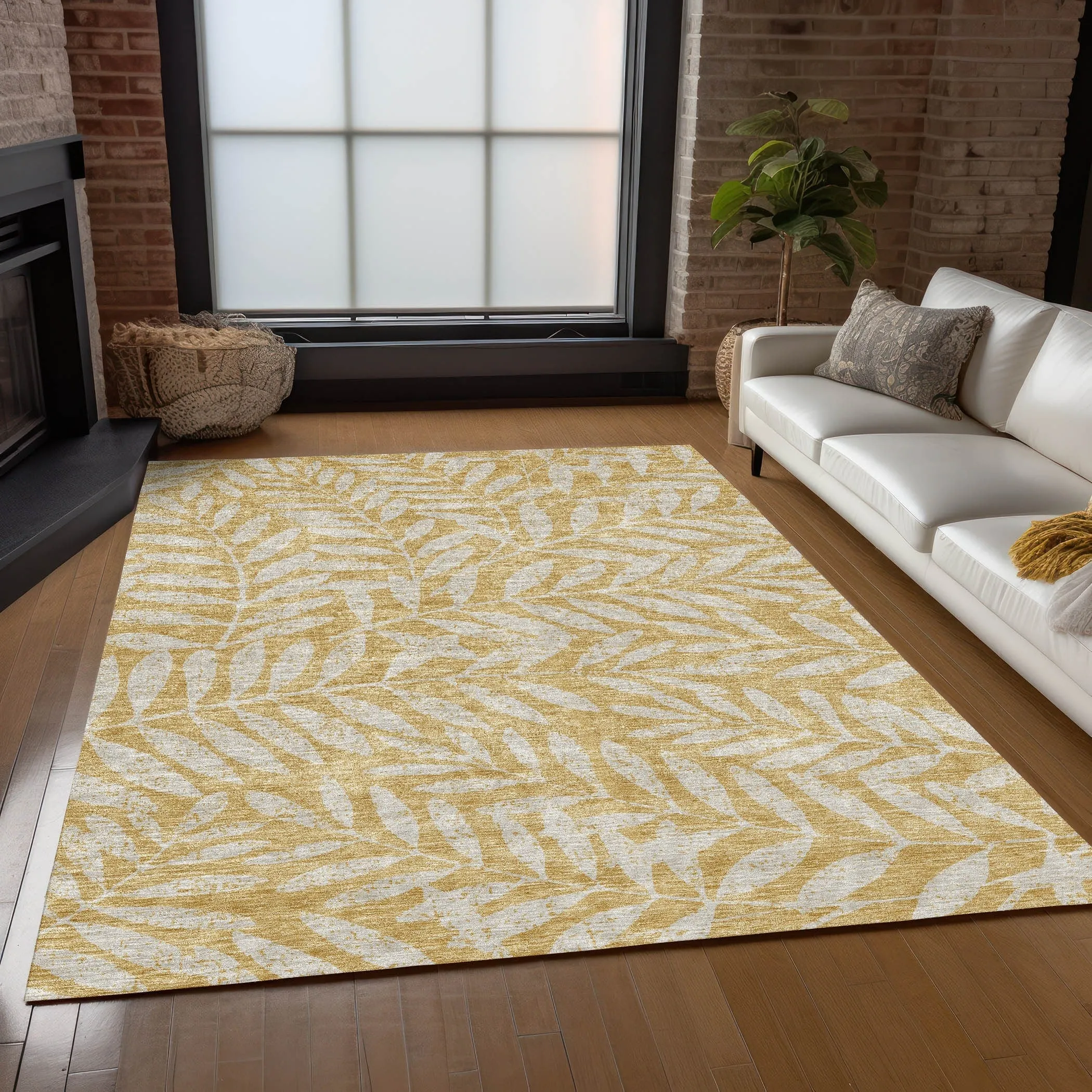 Machine Washable Indoor/ Outdoor Chantille Palm Rug