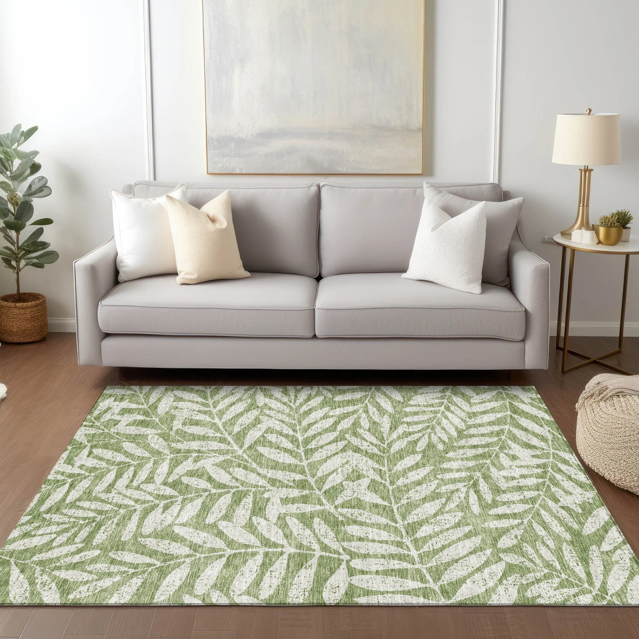 Machine Washable Indoor/ Outdoor Chantille Palm Rug