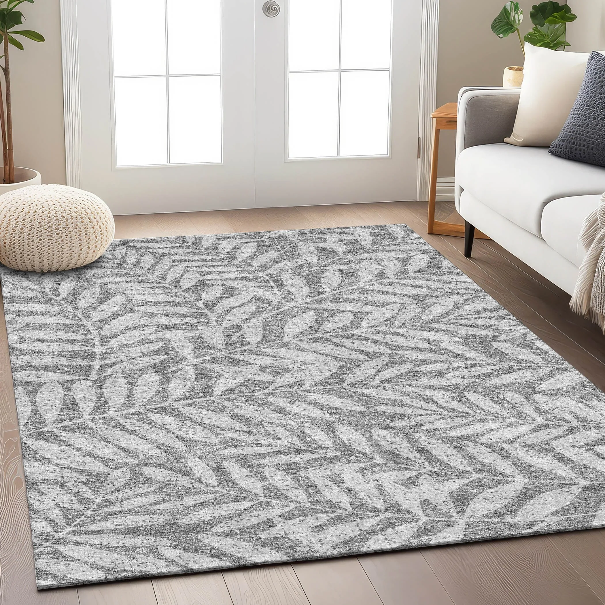 Machine Washable Indoor/ Outdoor Chantille Palm Rug