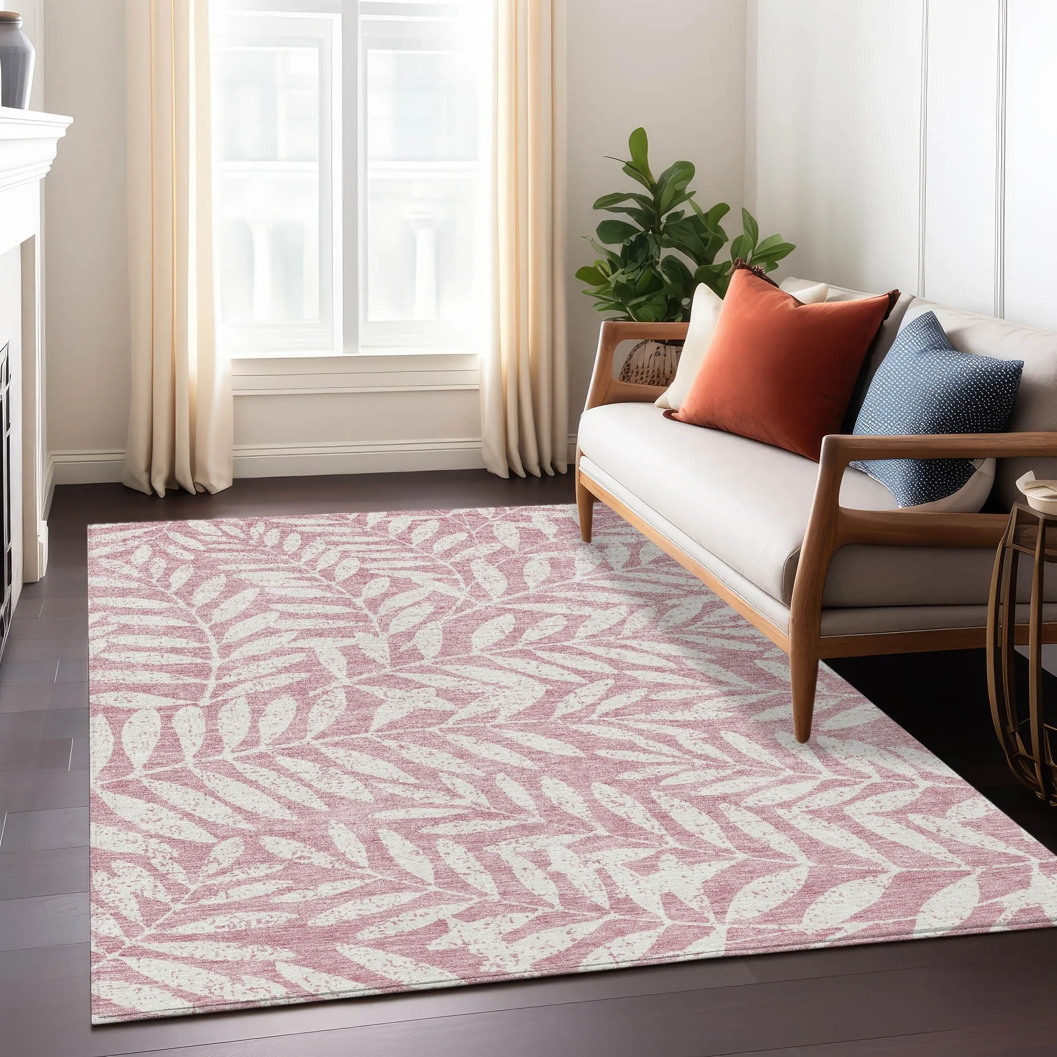 Machine Washable Indoor/ Outdoor Chantille Palm Rug