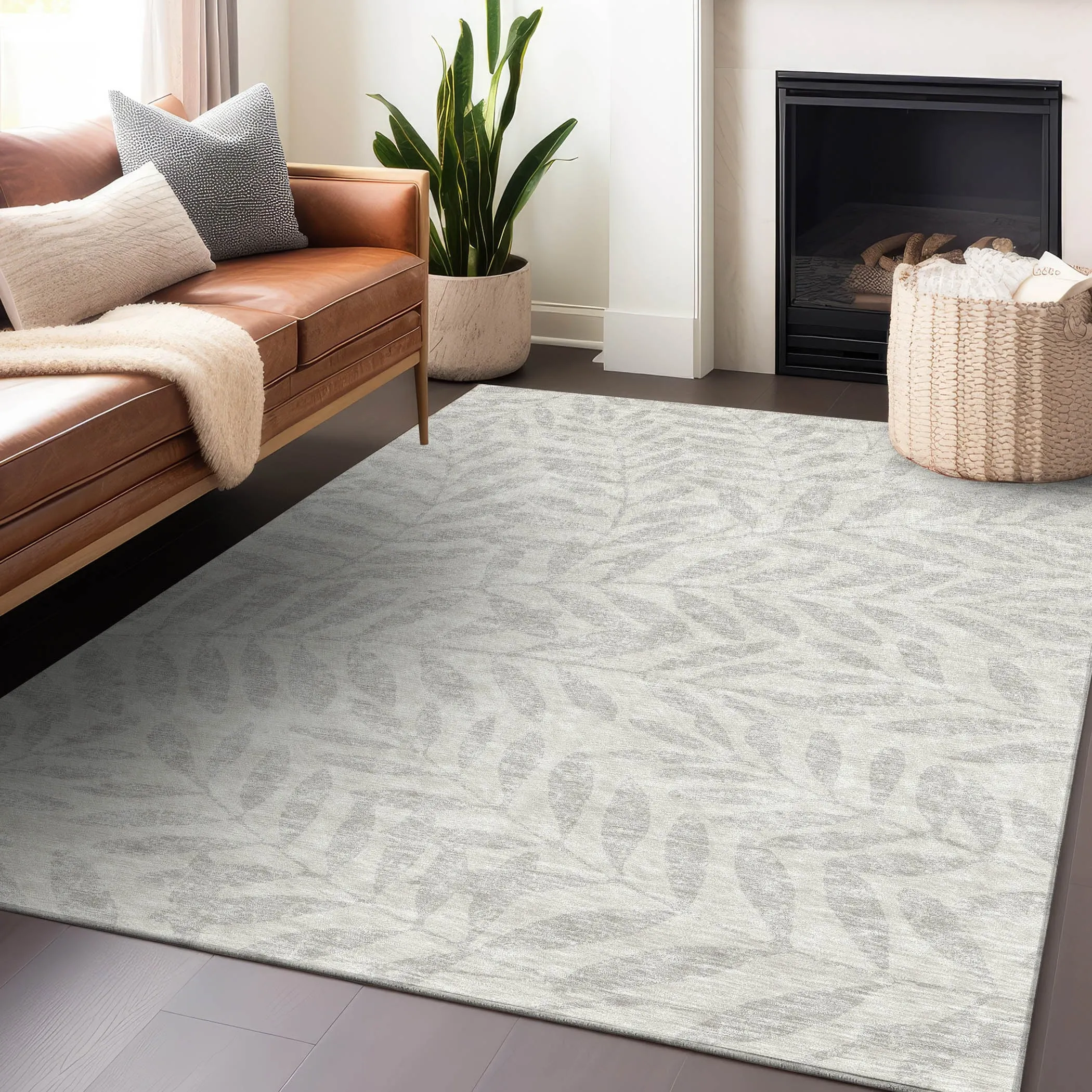 Machine Washable Indoor/ Outdoor Chantille Palm Rug