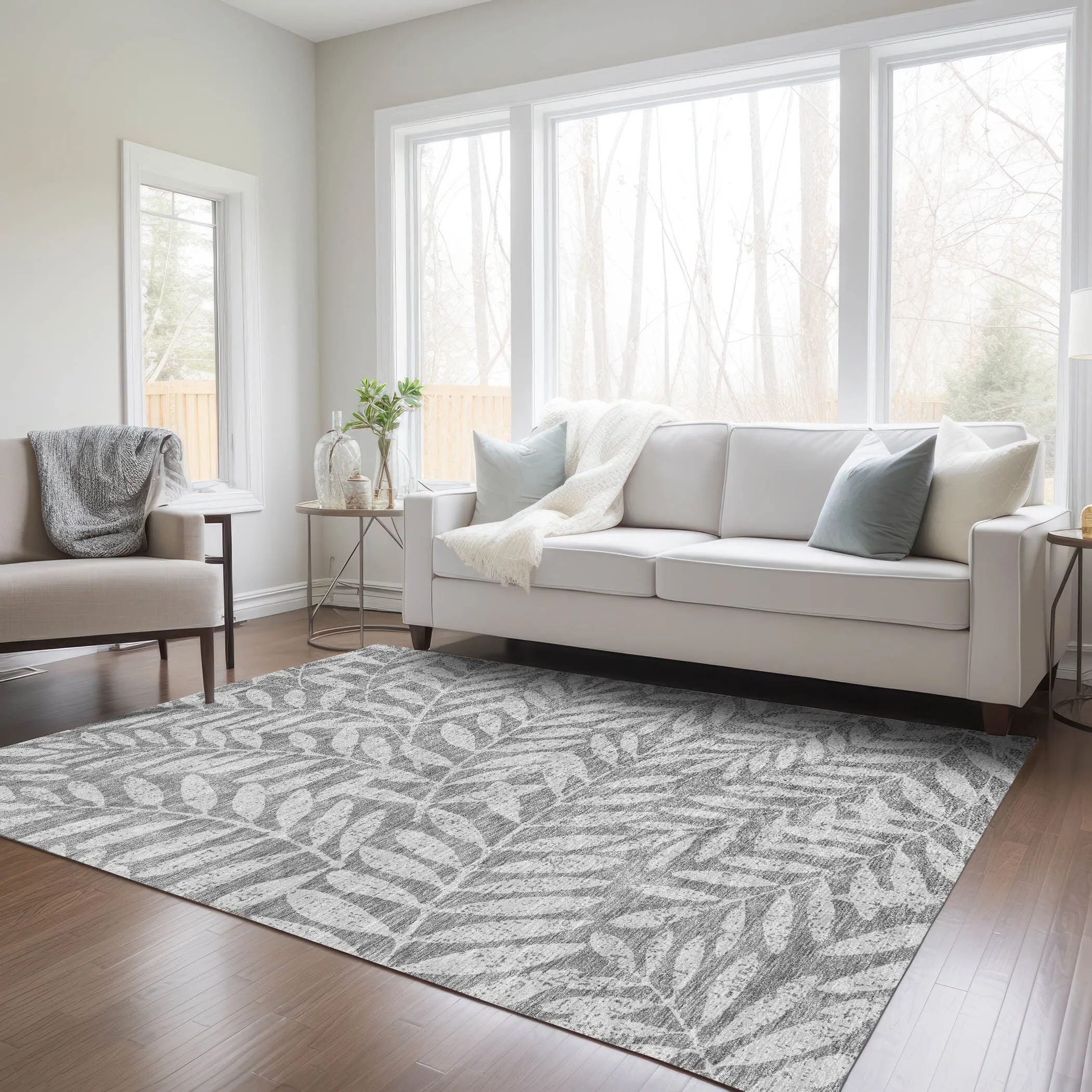 Machine Washable Indoor/ Outdoor Chantille Palm Rug