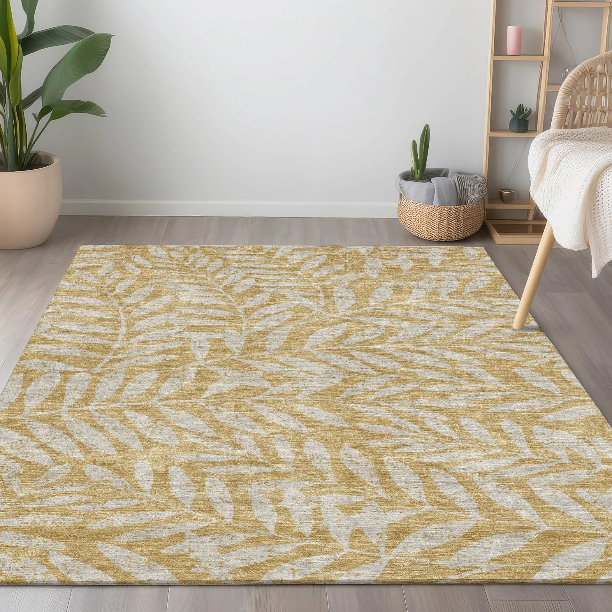 Machine Washable Indoor/ Outdoor Chantille Palm Rug