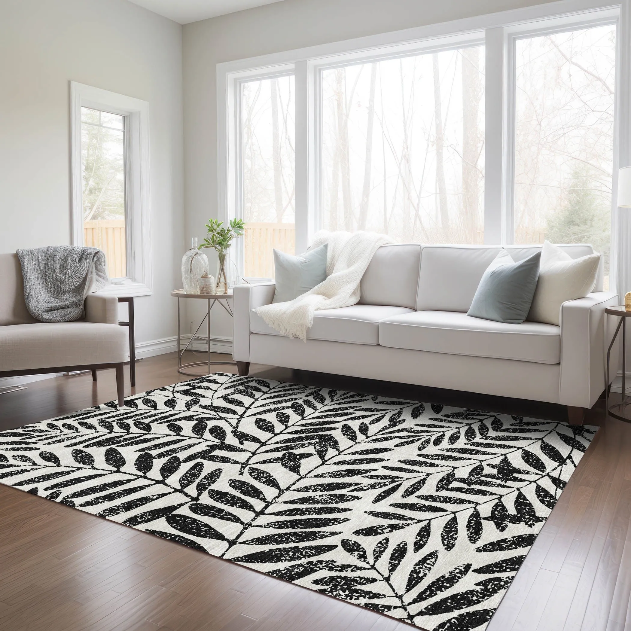 Machine Washable Indoor/ Outdoor Chantille Palm Rug