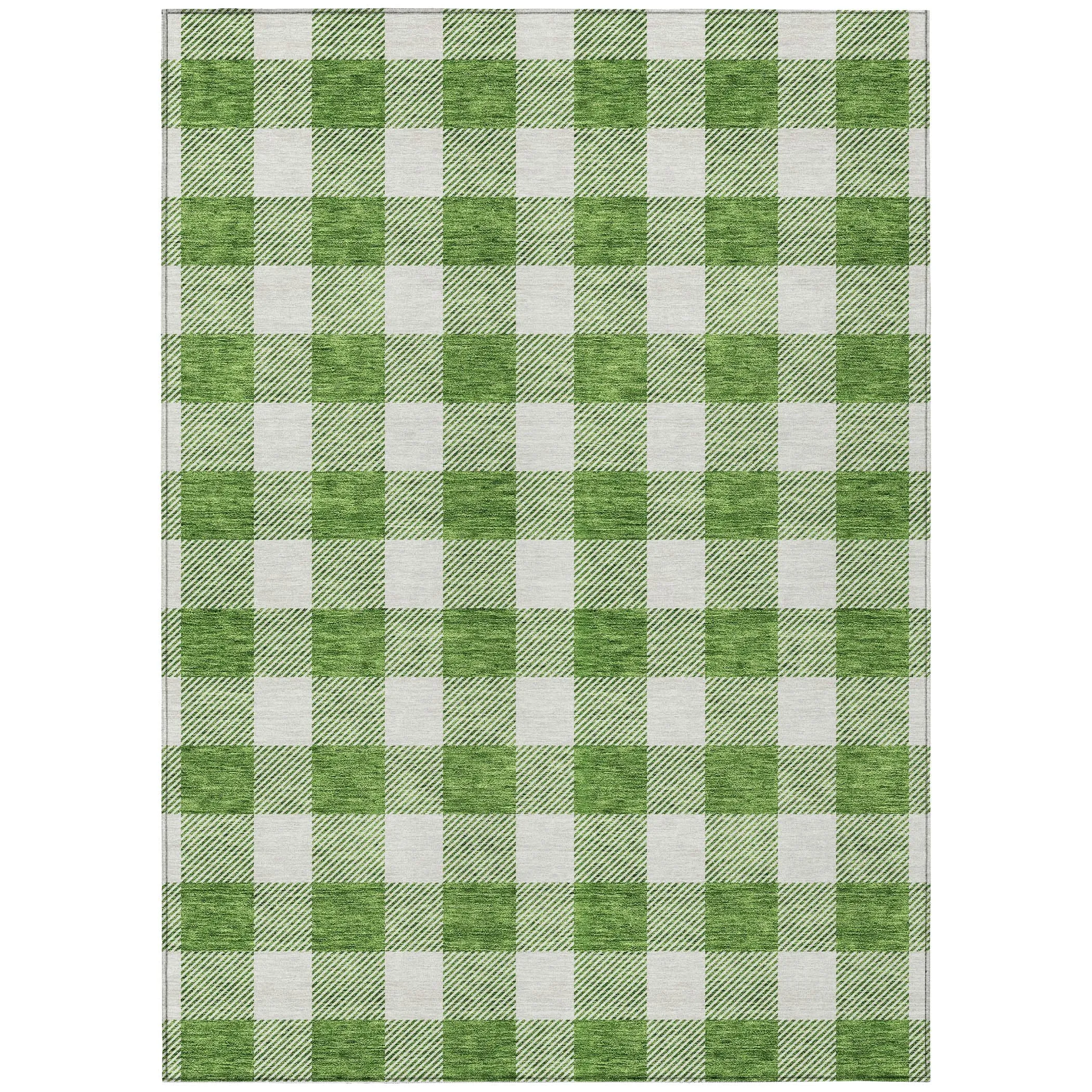 Machine Washable Indoor/ Outdoor Chantille Plaid Rug