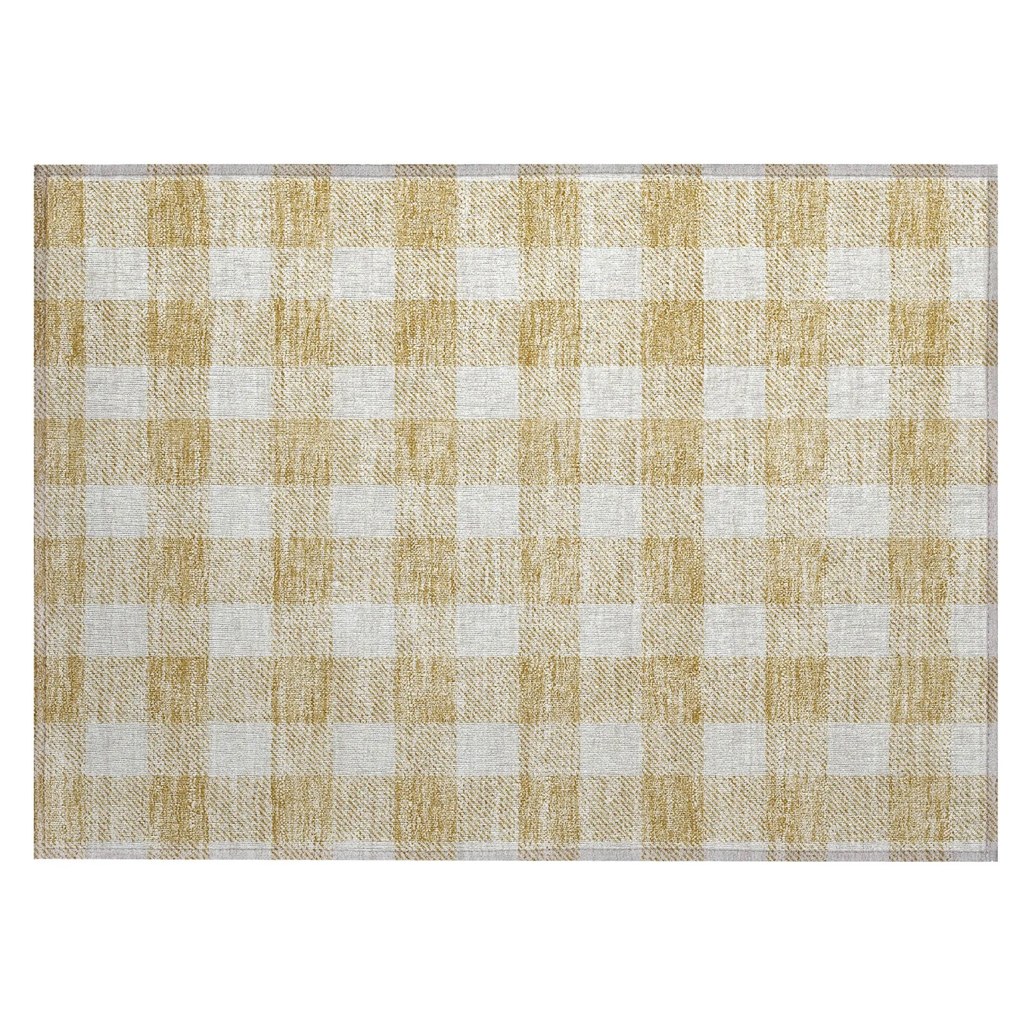 Machine Washable Indoor/ Outdoor Chantille Plaid Rug